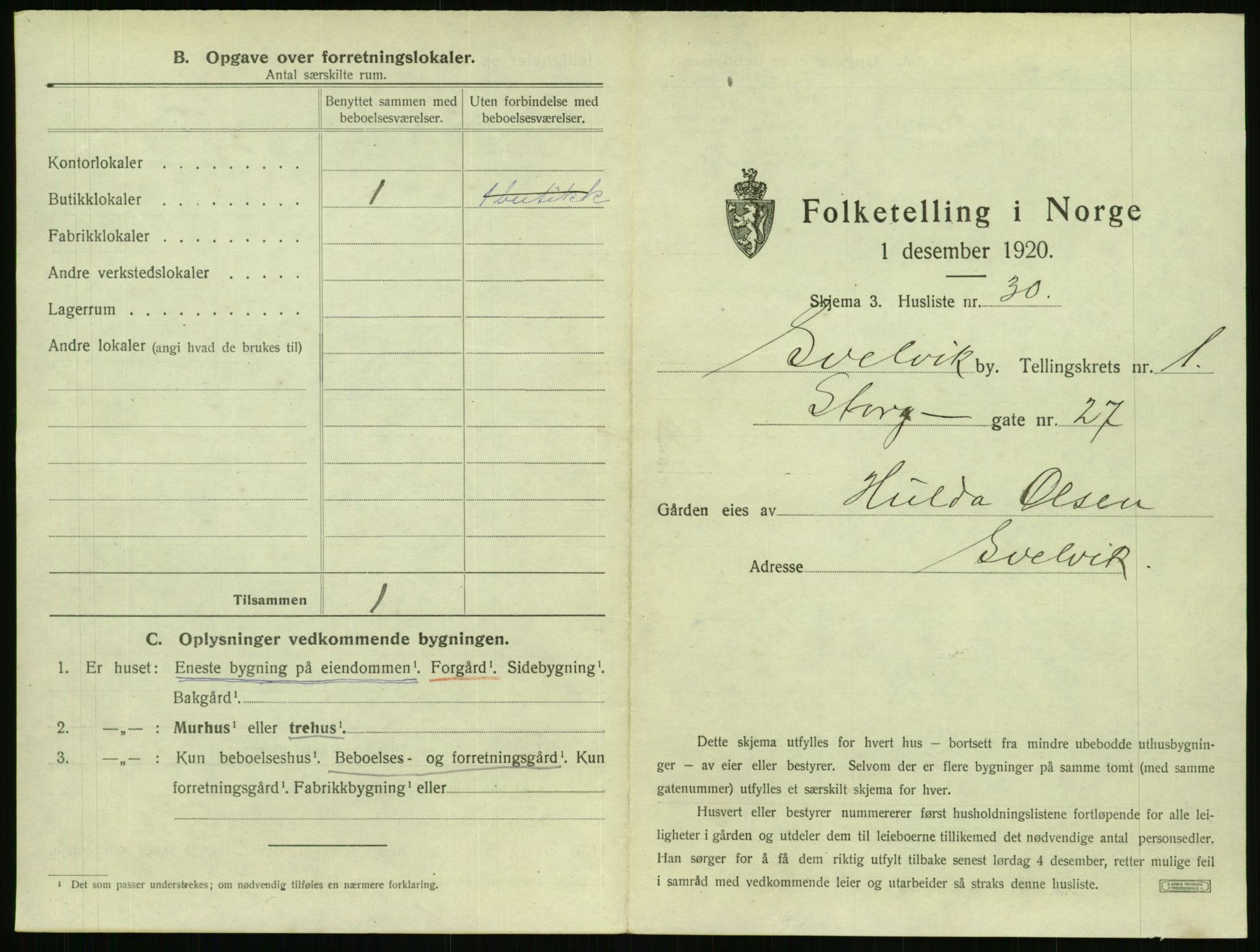 SAKO, 1920 census for Svelvik, 1920, p. 75