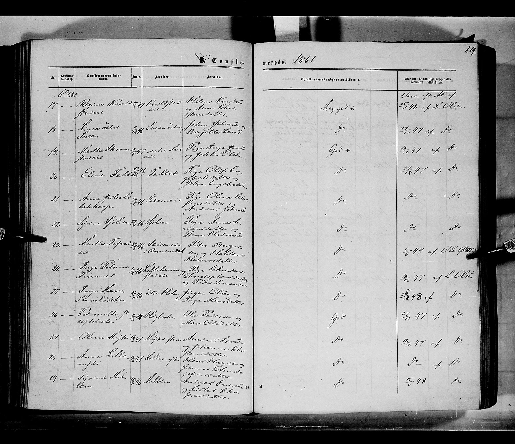 Løten prestekontor, AV/SAH-PREST-022/K/Ka/L0008: Parish register (official) no. 8, 1860-1877, p. 279