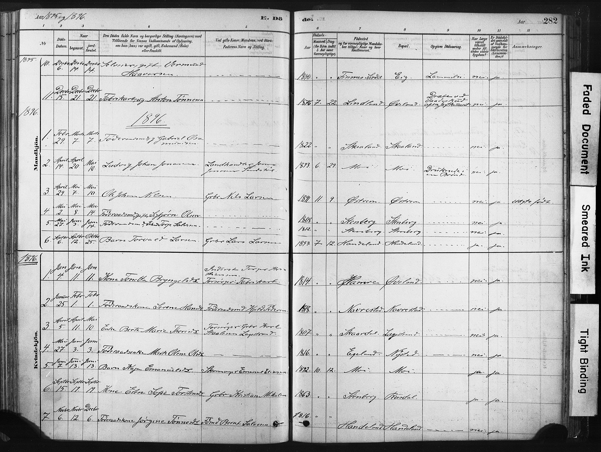 Lund sokneprestkontor, SAST/A-101809/S06/L0011: Parish register (official) no. A 10, 1877-1904, p. 282