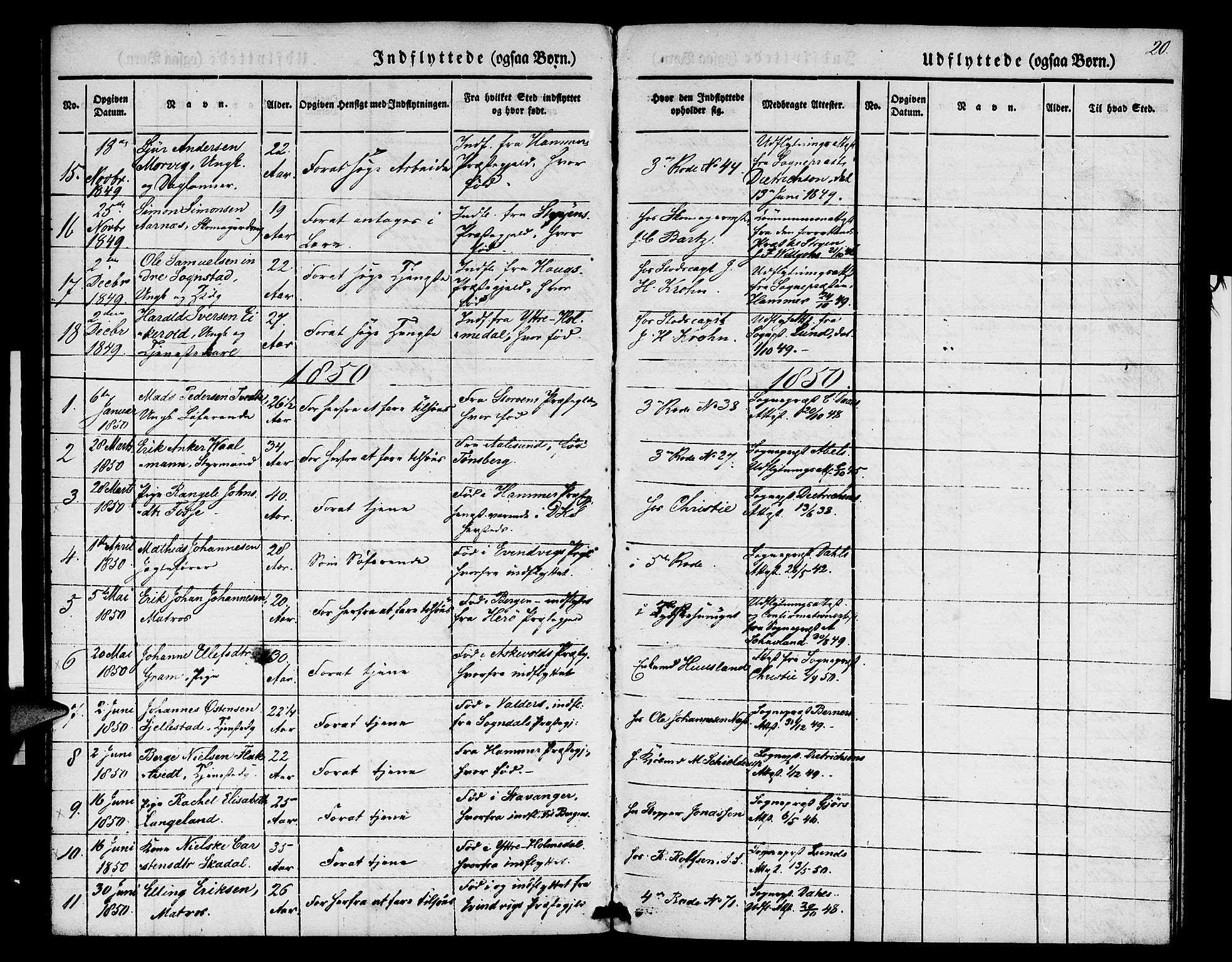 Nykirken Sokneprestembete, SAB/A-77101/H/Hab: Parish register (copy) no. F 1, 1837-1859, p. 20