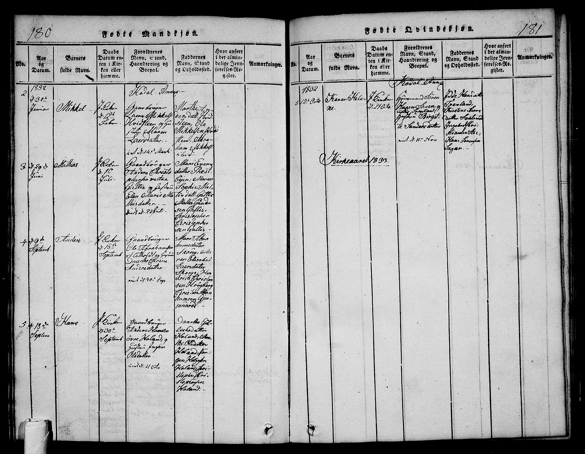 Andebu kirkebøker, AV/SAKO-A-336/G/Ga/L0002: Parish register (copy) no. I 2 /3, 1823-1832, p. 180-181