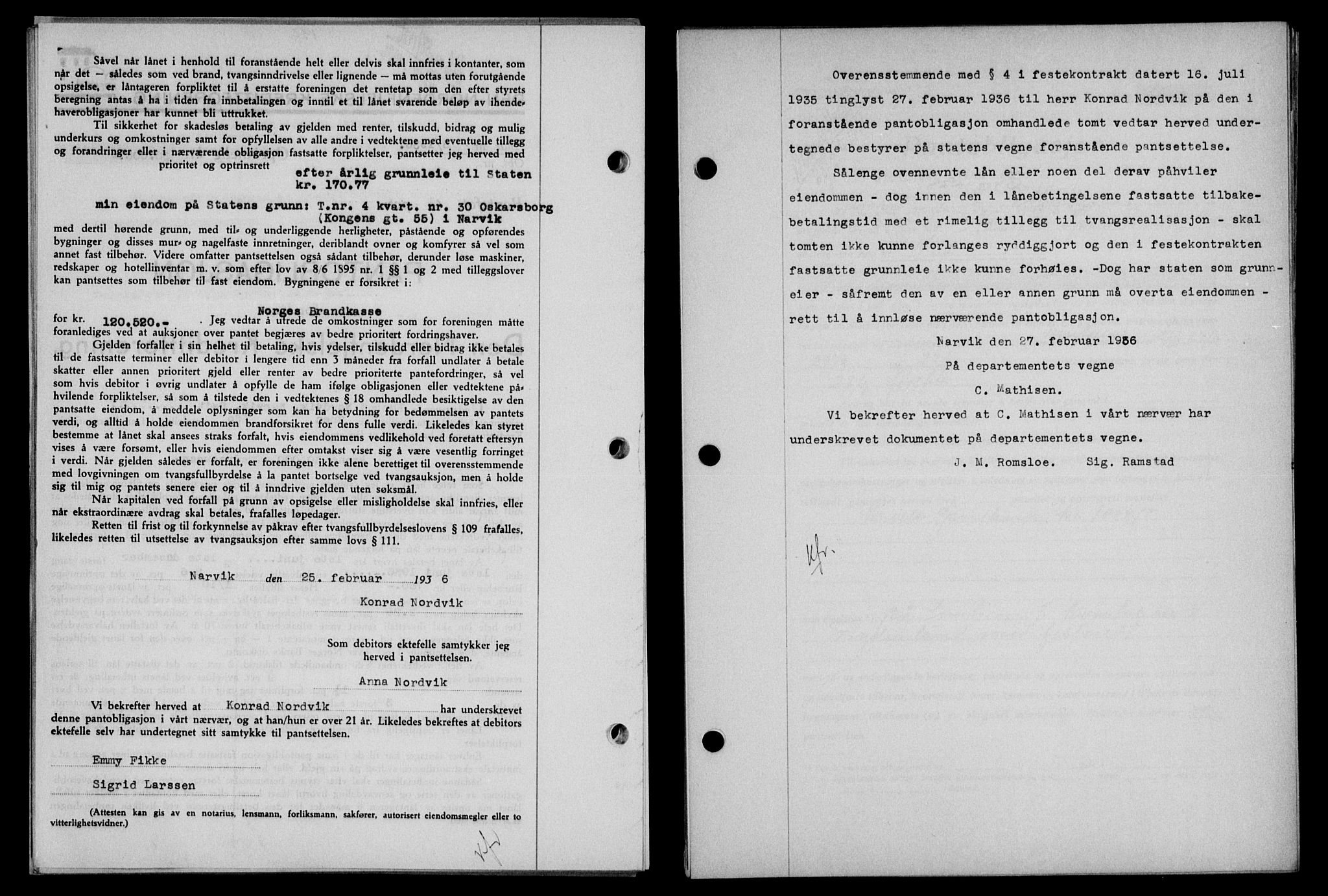 Narvik sorenskriveri, SAT/A-0002/1/2/2C/2Ca/L0011: Mortgage book no. 14, 1935-1937, Deed date: 27.02.1936