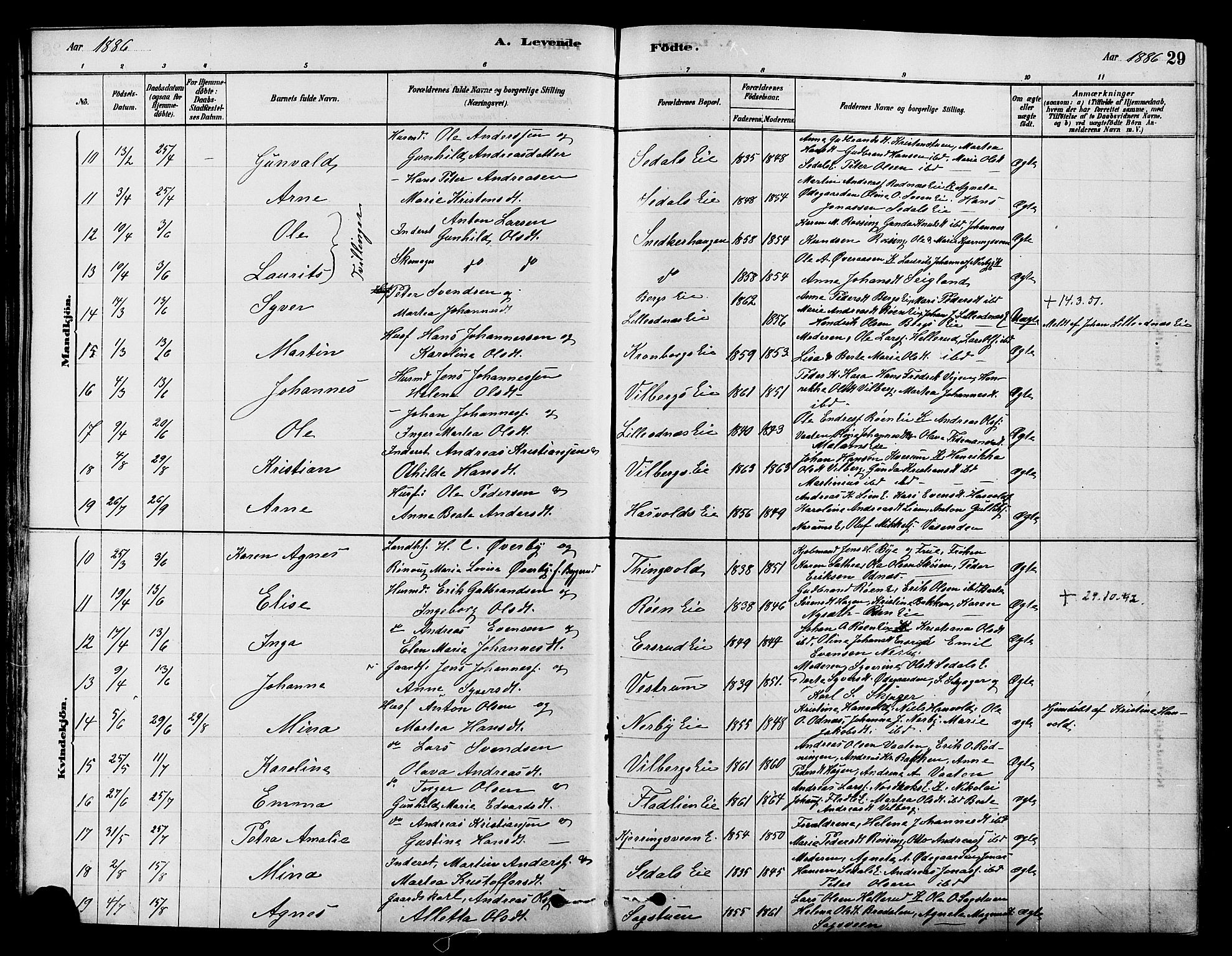 Søndre Land prestekontor, AV/SAH-PREST-122/K/L0002: Parish register (official) no. 2, 1878-1894, p. 29