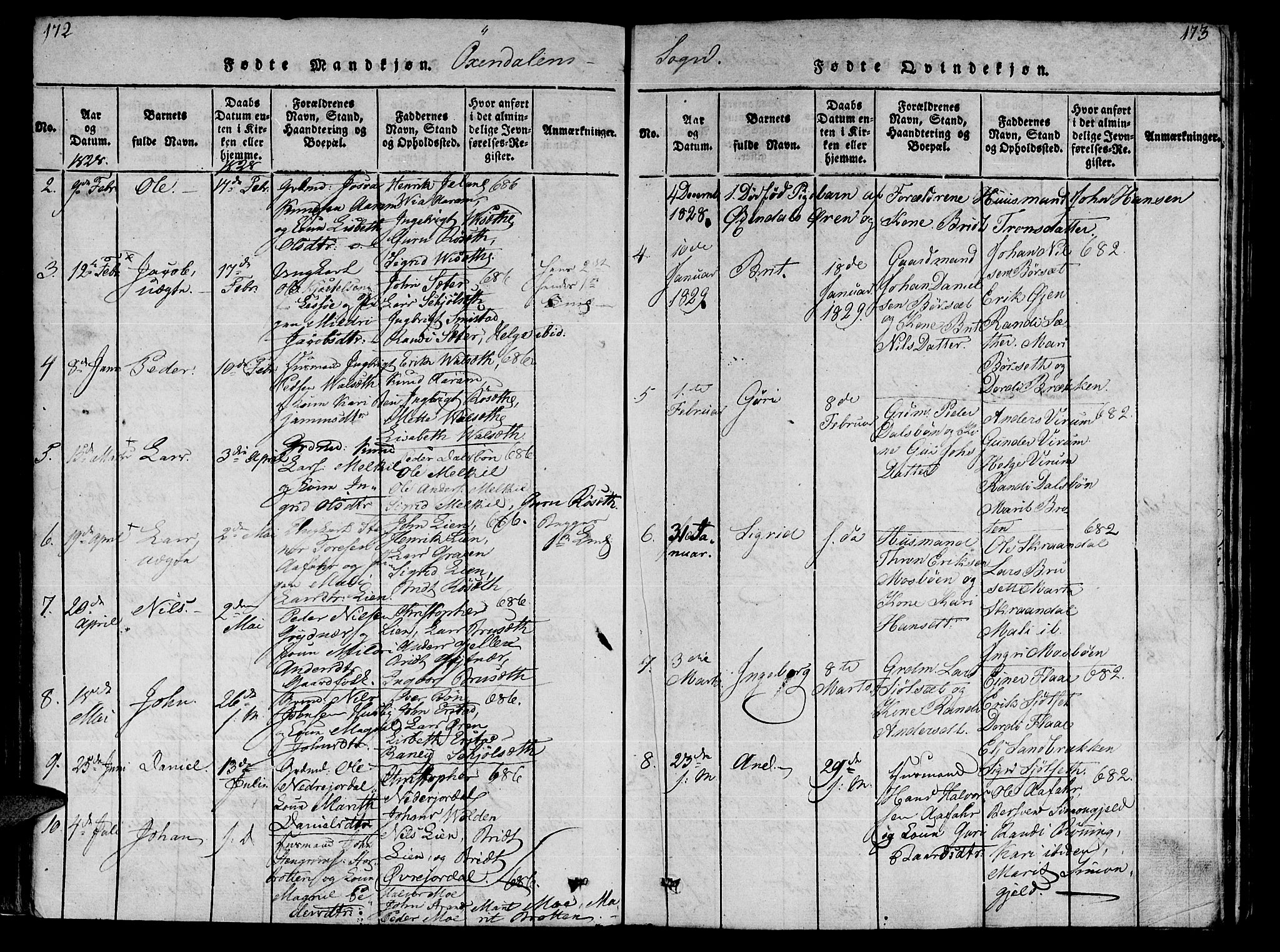 Ministerialprotokoller, klokkerbøker og fødselsregistre - Møre og Romsdal, SAT/A-1454/590/L1011: Parish register (official) no. 590A03 /3, 1819-1832, p. 172-173
