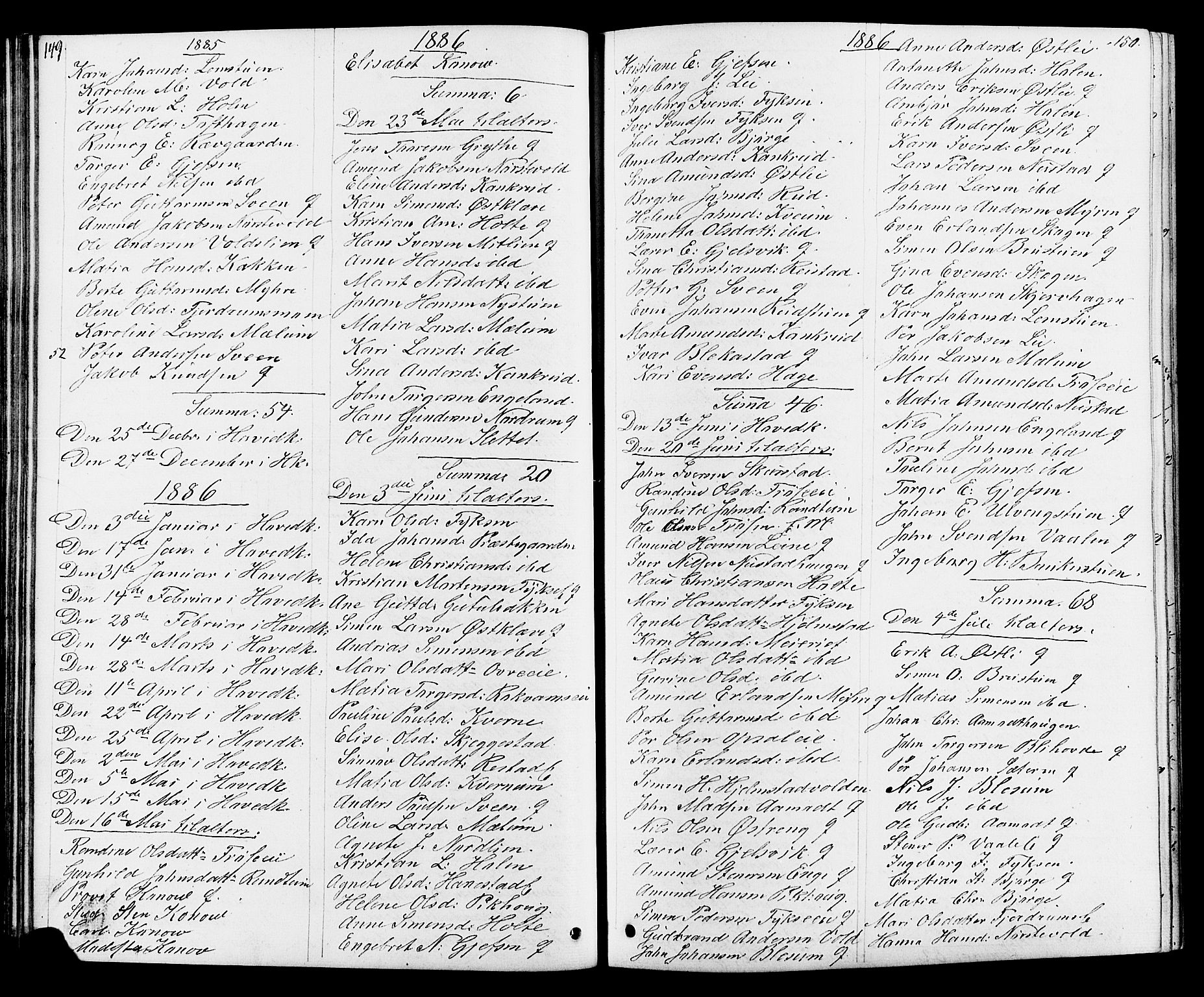 Østre Gausdal prestekontor, SAH/PREST-092/H/Ha/Hab/L0001: Parish register (copy) no. 1, 1863-1893, p. 149-150