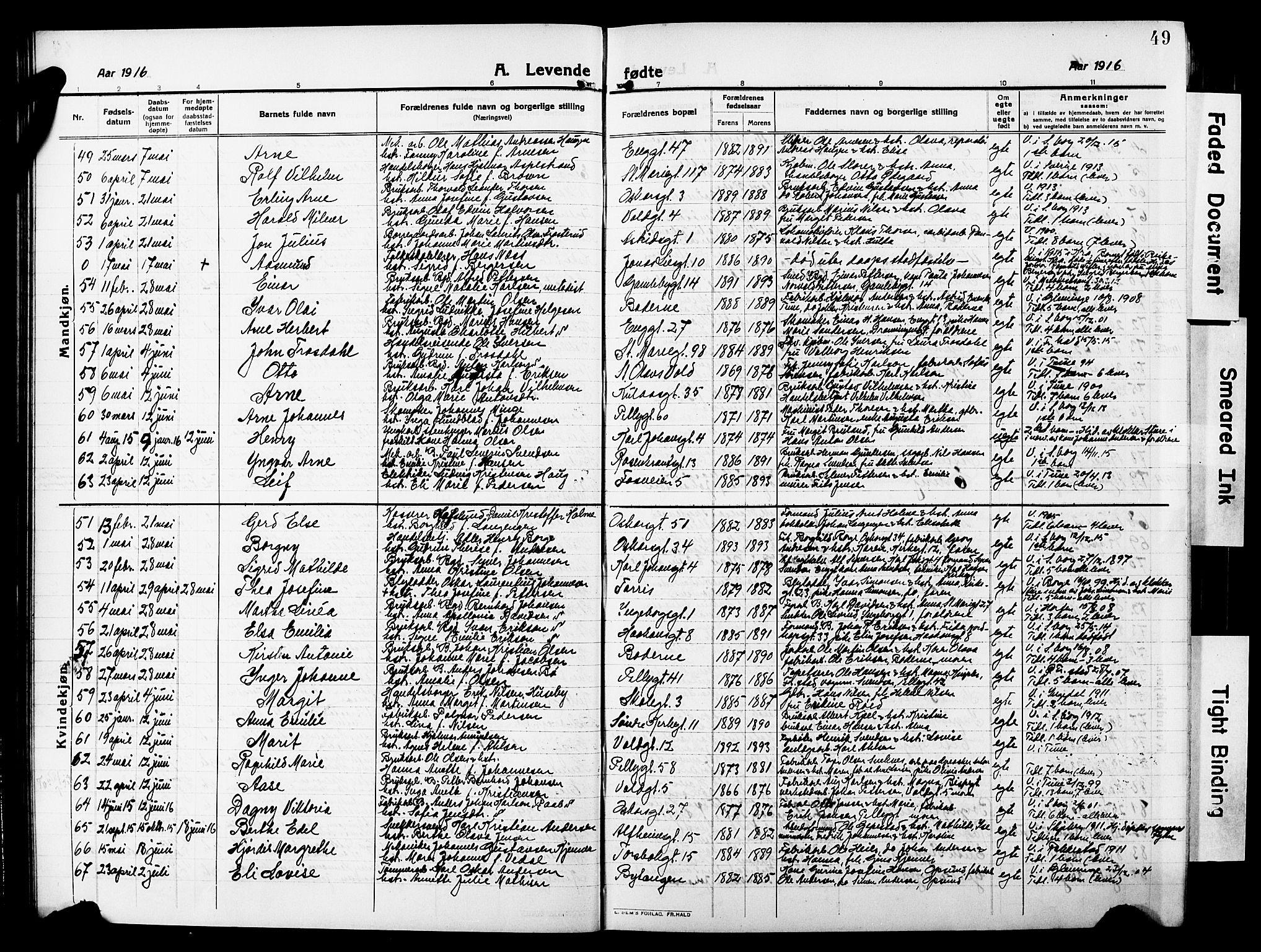Sarpsborg prestekontor Kirkebøker, AV/SAO-A-2006/G/Ga/L0002: Parish register (copy) no. 2, 1912-1931, p. 49