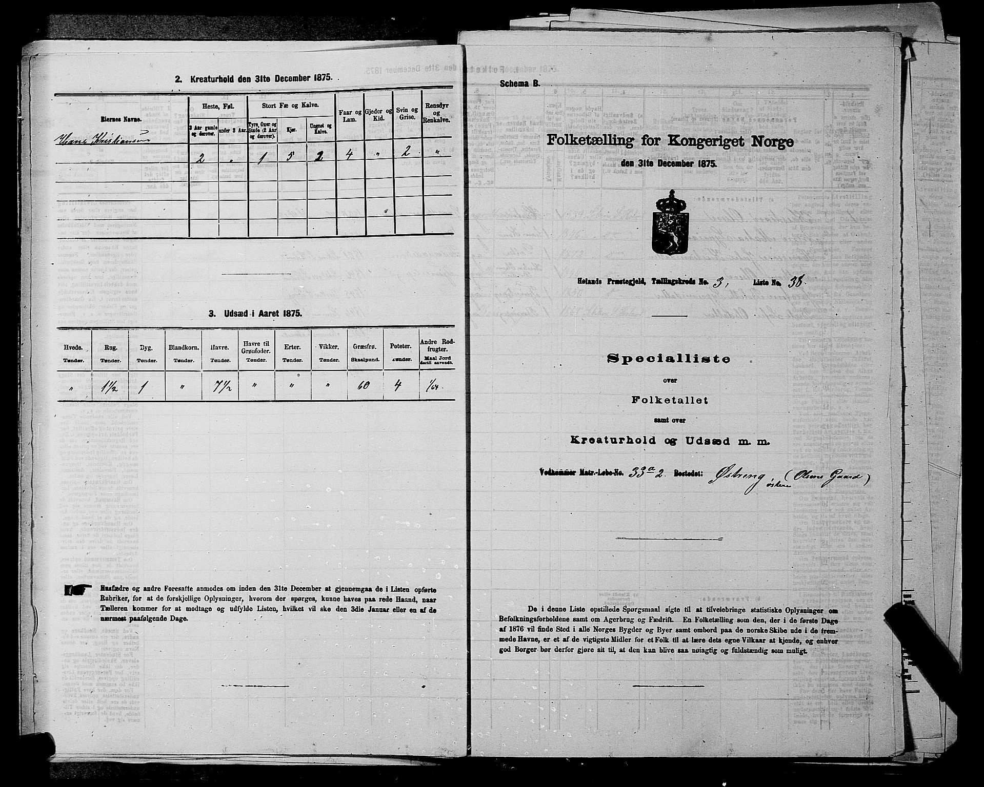 RA, 1875 census for 0221P Høland, 1875, p. 524