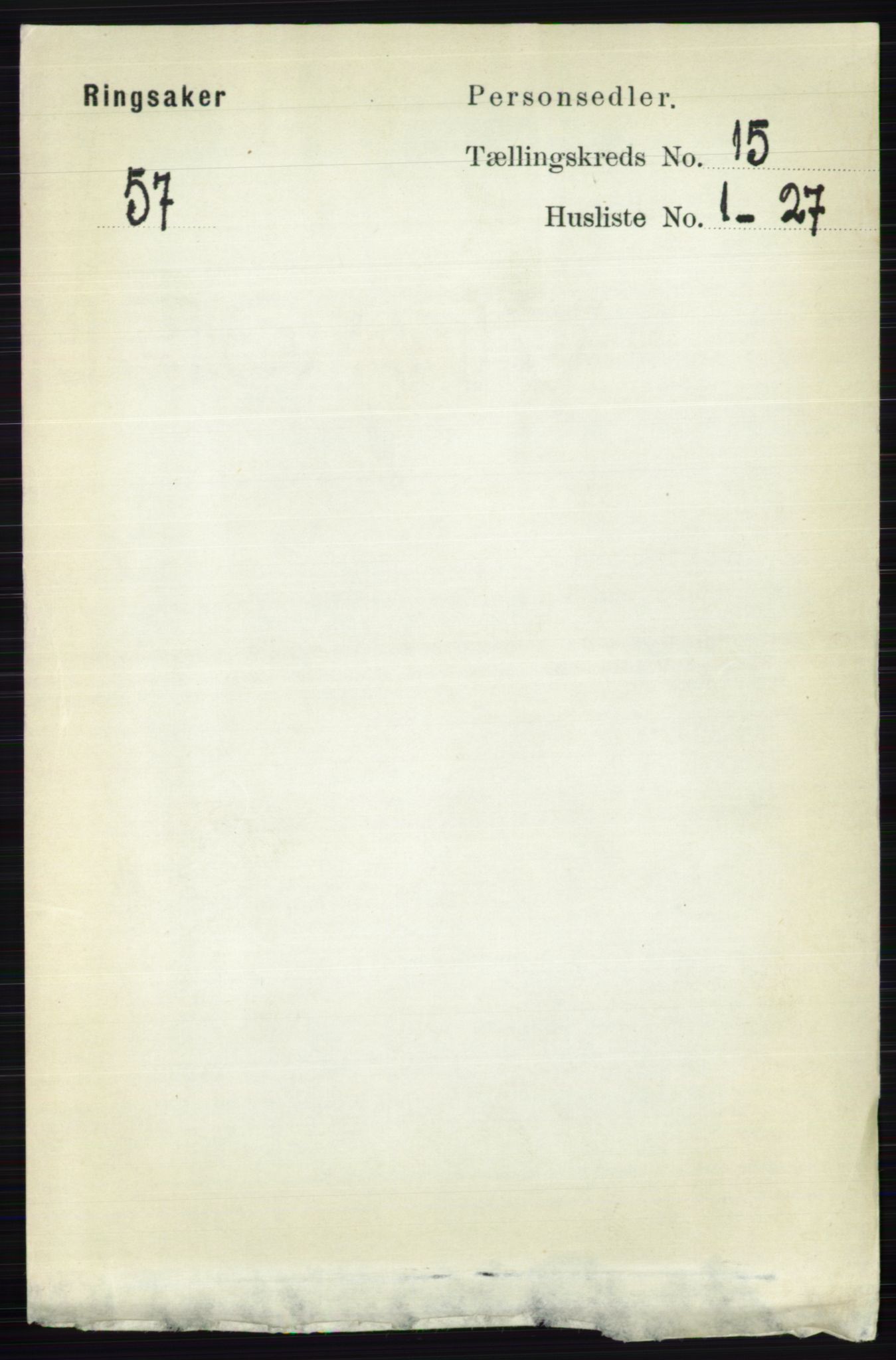 RA, 1891 census for 0412 Ringsaker, 1891, p. 8482