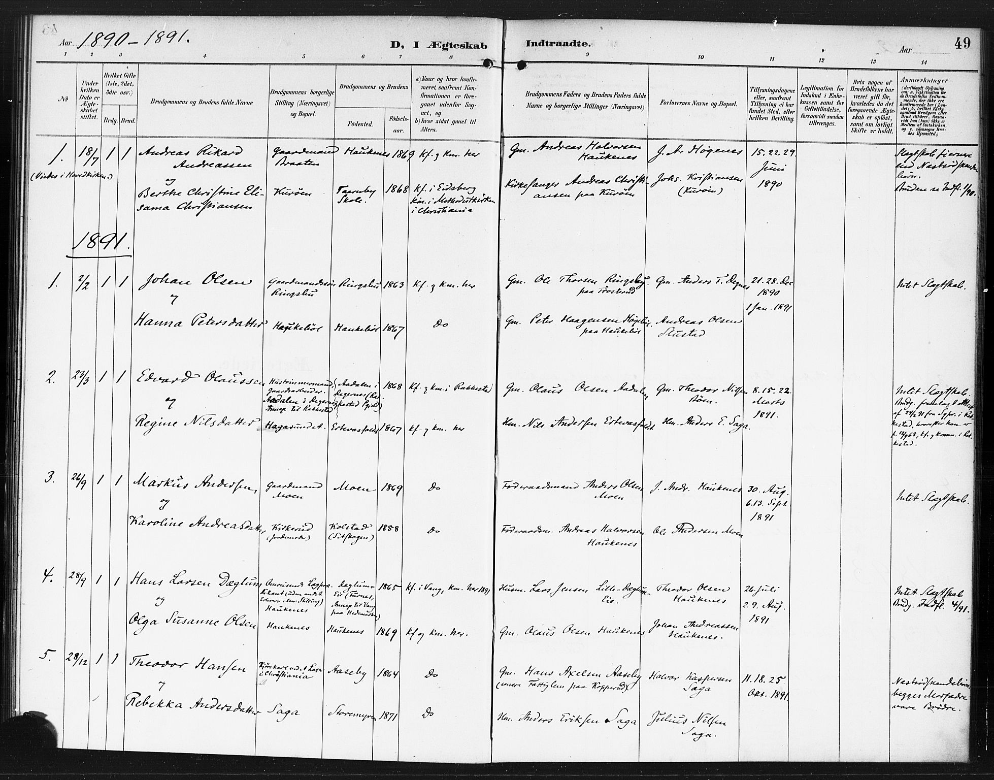 Rødenes prestekontor Kirkebøker, AV/SAO-A-2005/F/Fb/L0002: Parish register (official) no. II 2, 1890-1900, p. 49