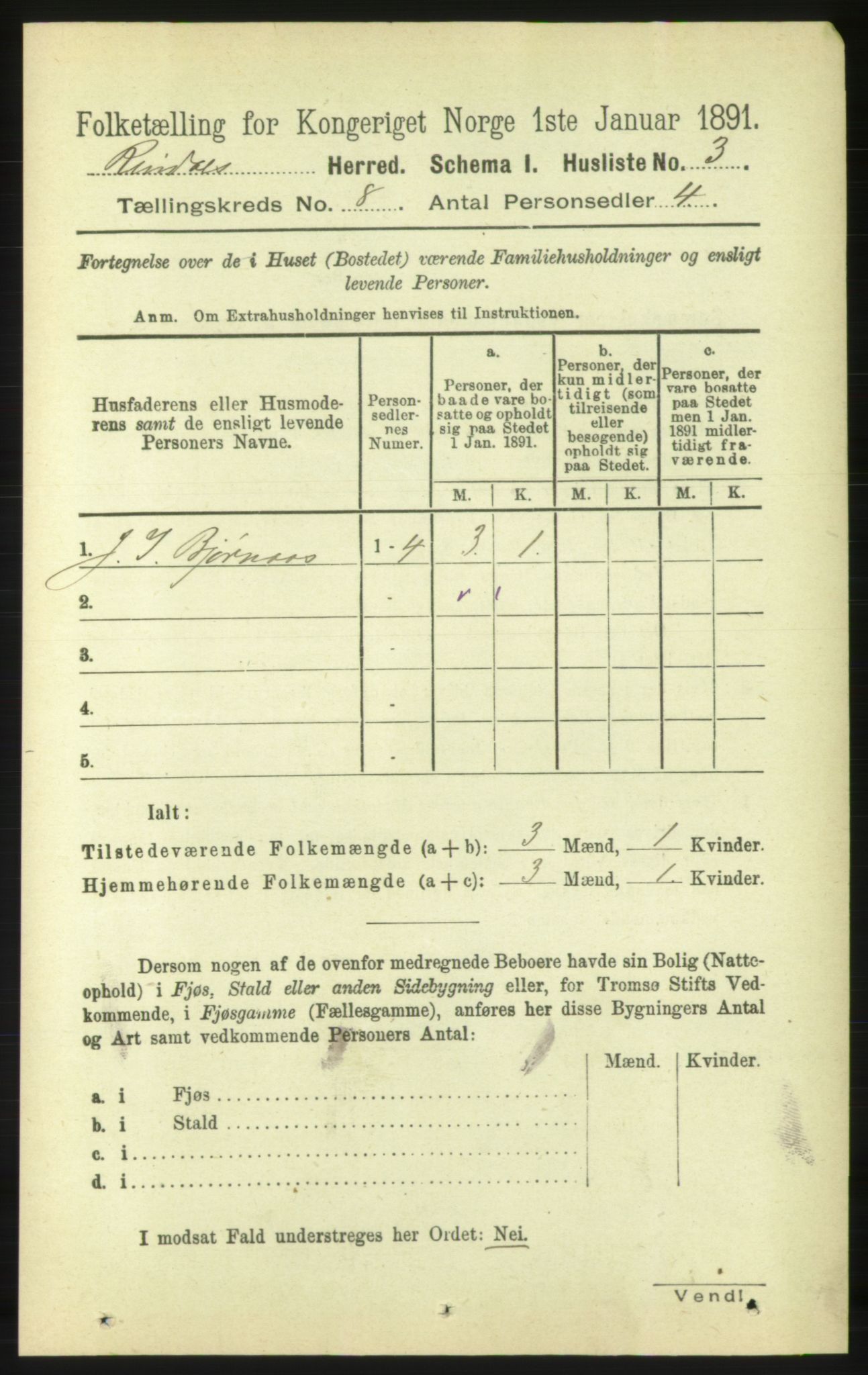 RA, 1891 census for 1567 Rindal, 1891, p. 2410