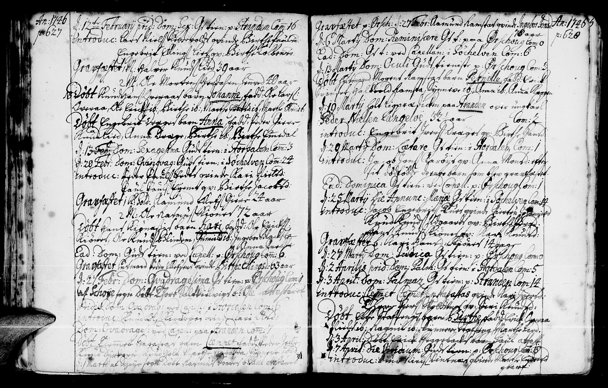 Ministerialprotokoller, klokkerbøker og fødselsregistre - Møre og Romsdal, AV/SAT-A-1454/522/L0307: Parish register (official) no. 522A02, 1743-1773, p. 627-628