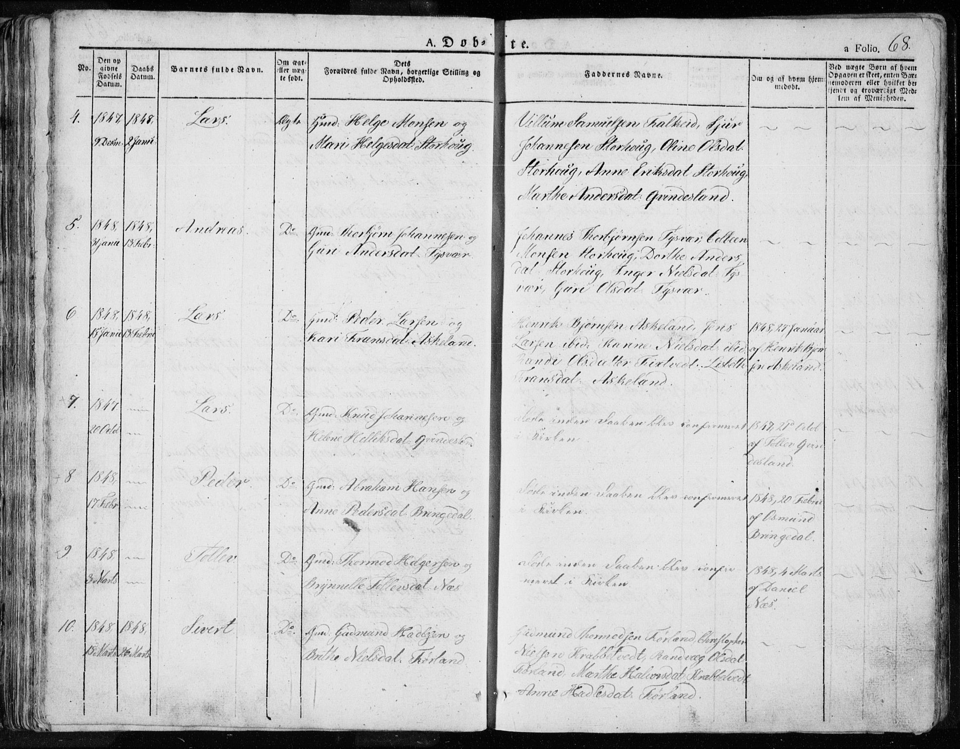 Tysvær sokneprestkontor, AV/SAST-A -101864/H/Ha/Haa/L0001: Parish register (official) no. A 1.1, 1831-1856, p. 68