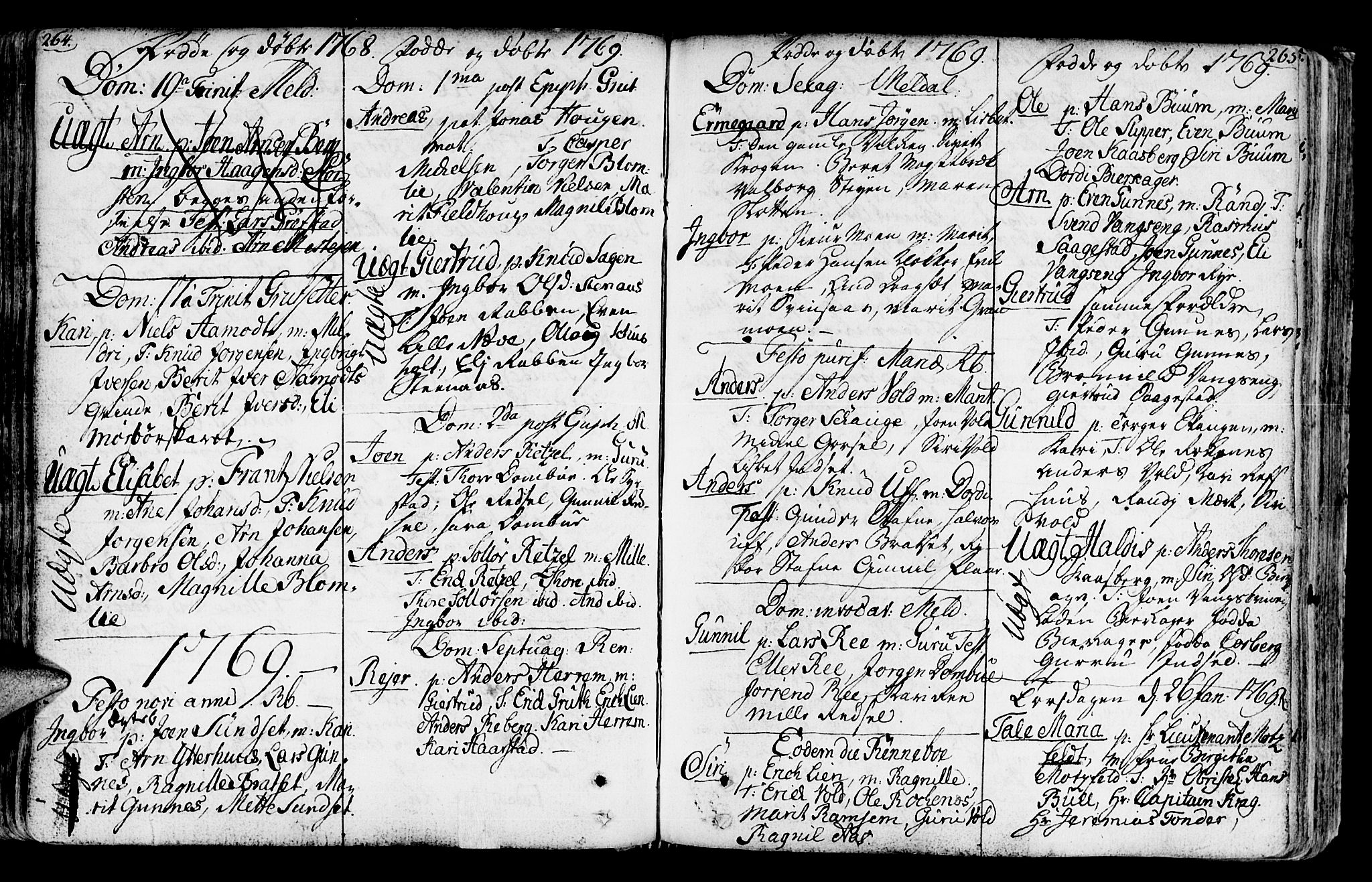 Ministerialprotokoller, klokkerbøker og fødselsregistre - Sør-Trøndelag, SAT/A-1456/672/L0851: Parish register (official) no. 672A04, 1751-1775, p. 264-265