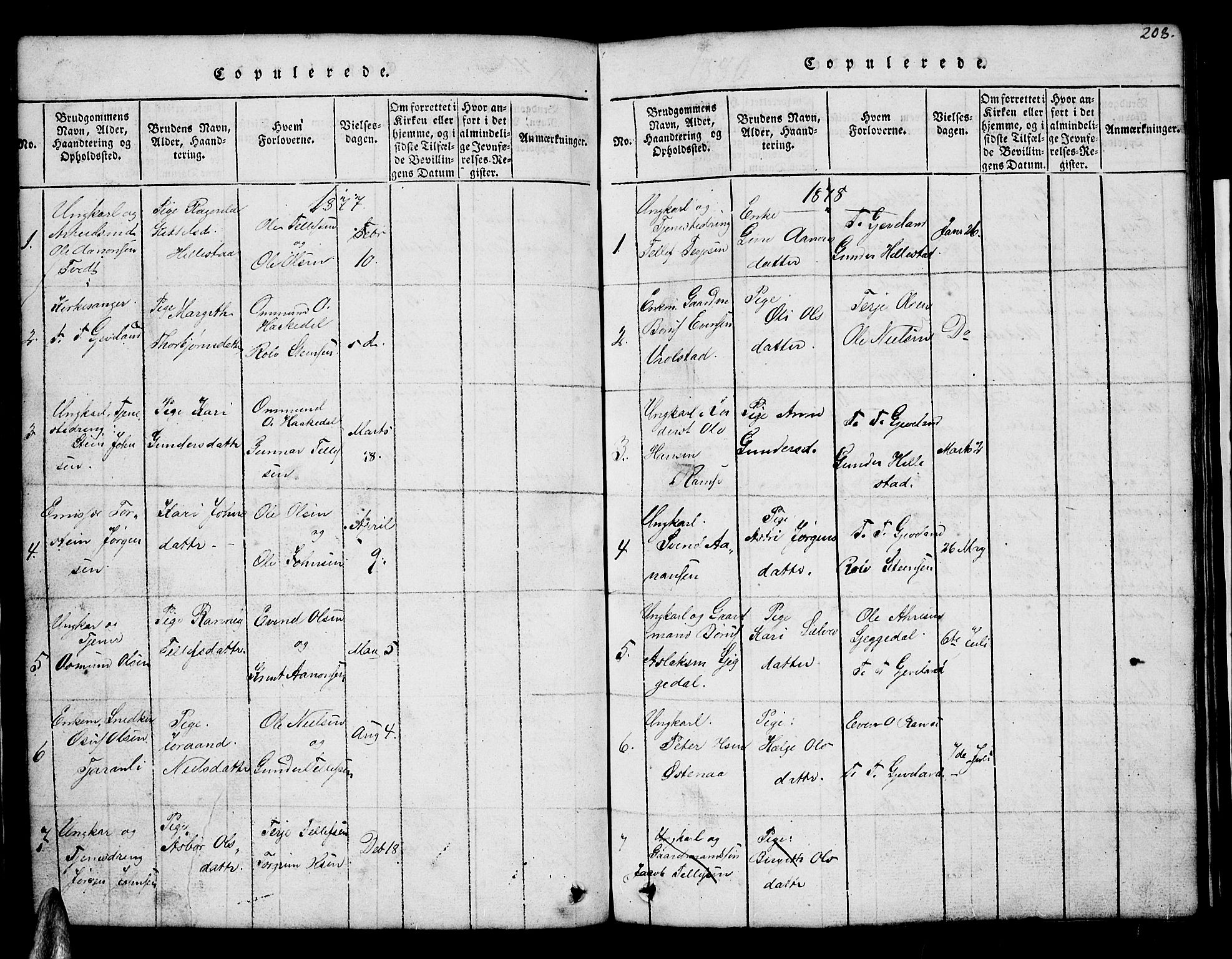 Åmli sokneprestkontor, AV/SAK-1111-0050/F/Fb/Fbb/L0001: Parish register (copy) no. B 1, 1816-1889, p. 208