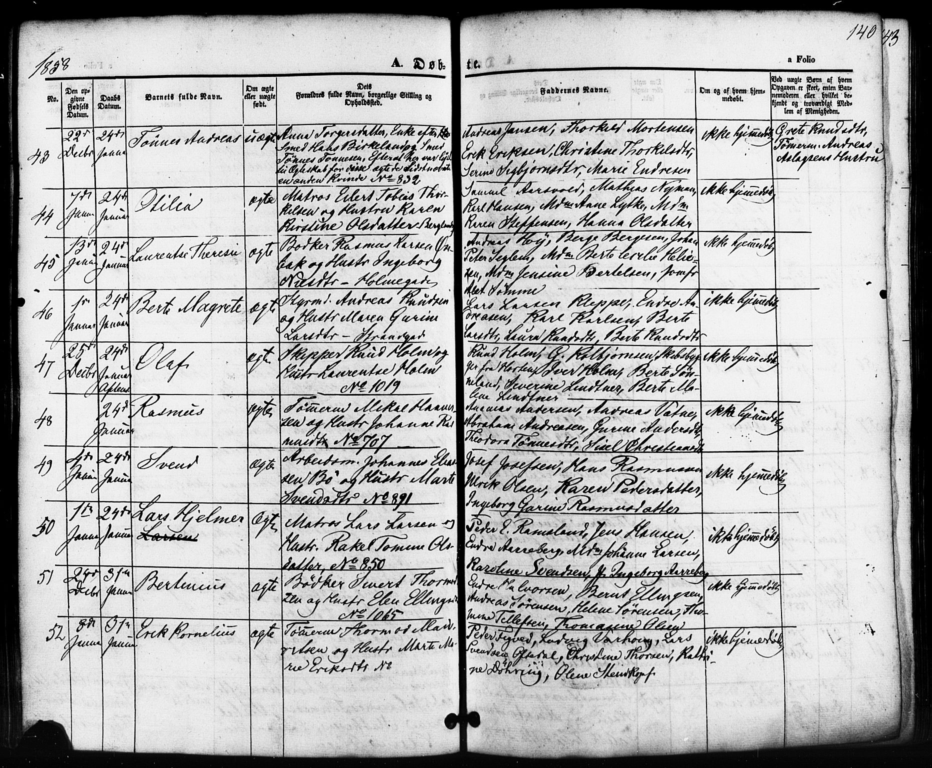 Domkirken sokneprestkontor, SAST/A-101812/001/30/30BB/L0010: Parish register (copy) no. B 10, 1855-1860, p. 140