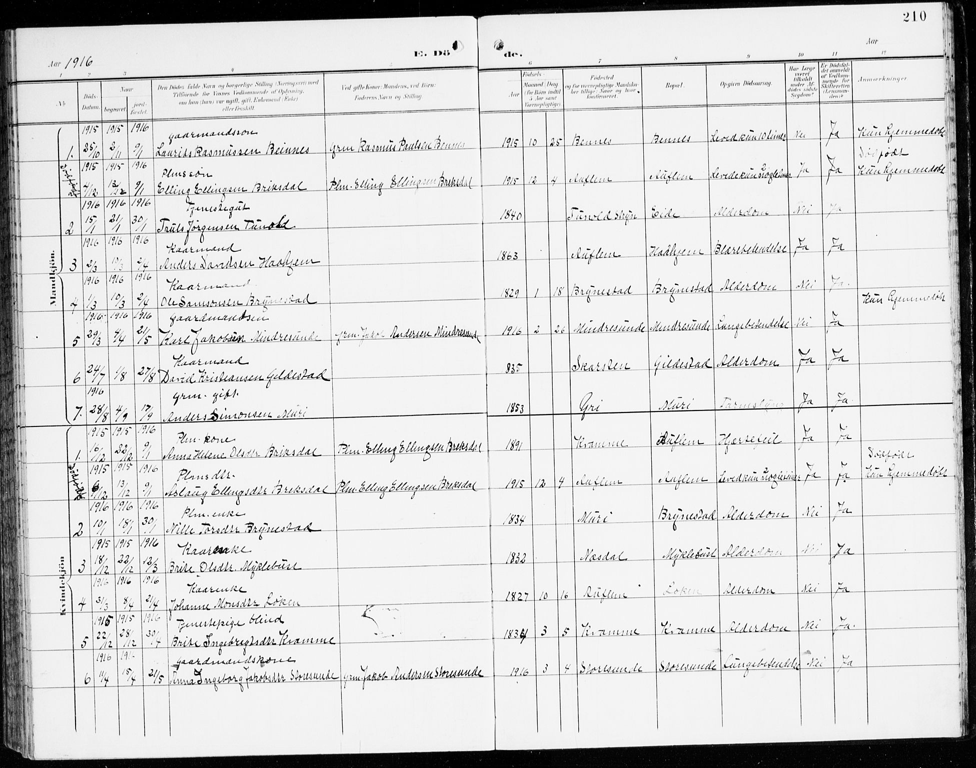 Innvik sokneprestembete, AV/SAB-A-80501: Parish register (official) no. C 2, 1900-1920, p. 210