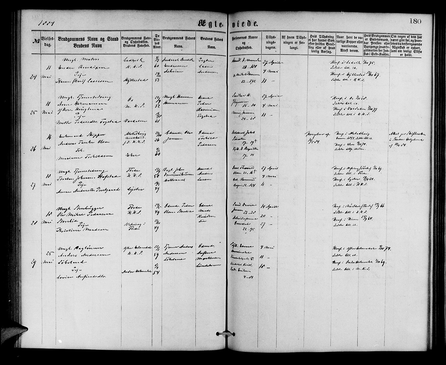 Korskirken sokneprestembete, AV/SAB-A-76101/H/Hab: Parish register (copy) no. D 2, 1867-1886, p. 180