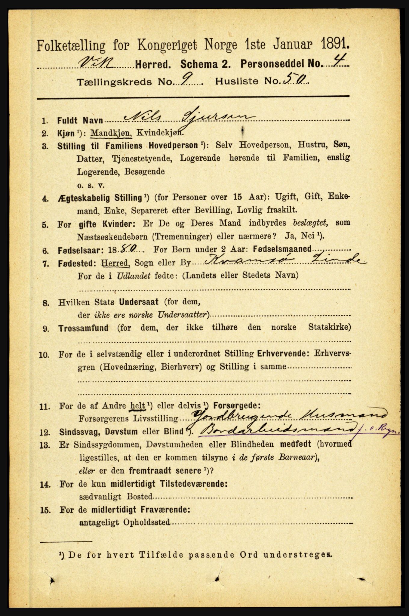 RA, 1891 census for 1417 Vik, 1891, p. 4293