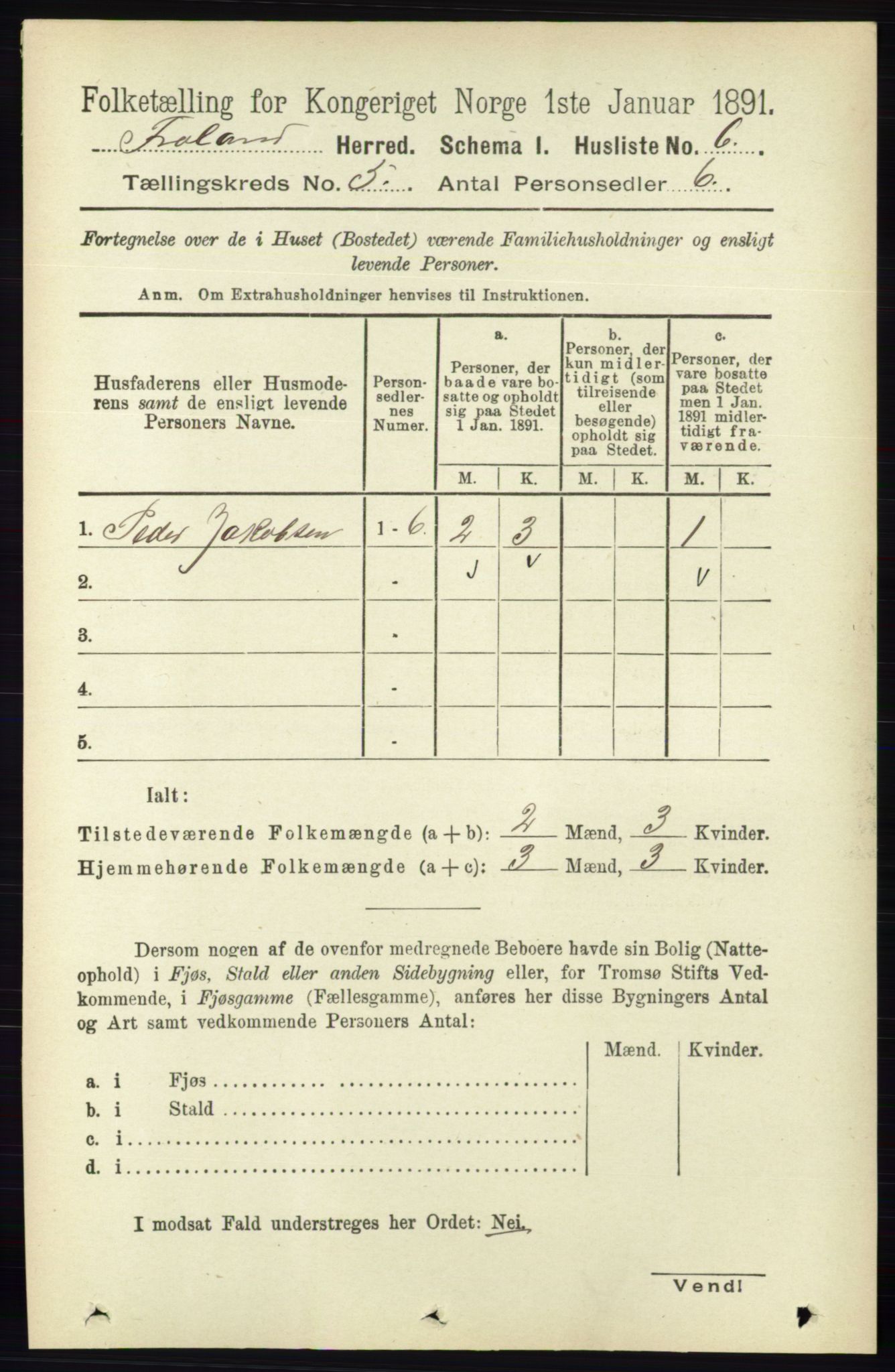 RA, 1891 census for 0919 Froland, 1891, p. 1728