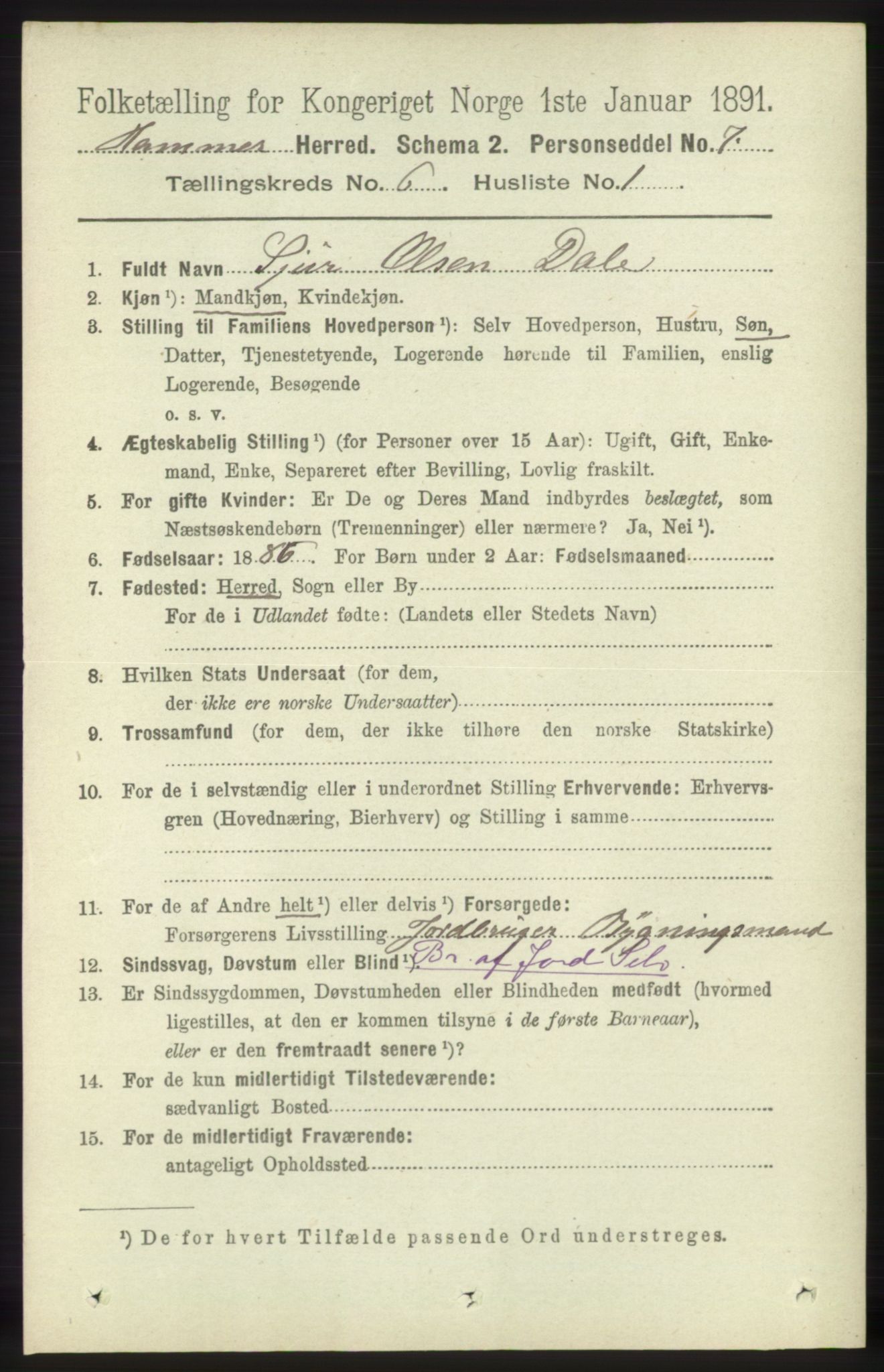 RA, 1891 census for 1254 Hamre, 1891, p. 1544