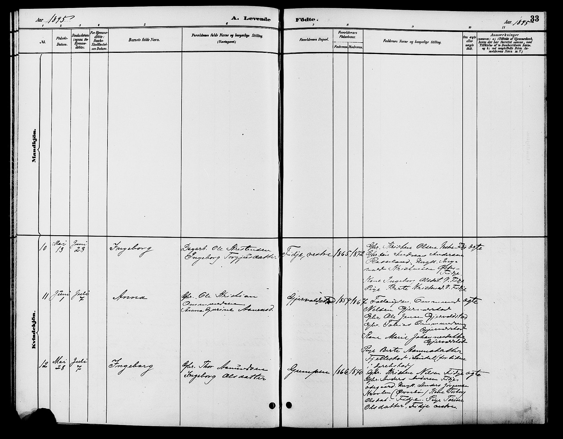 Søgne sokneprestkontor, SAK/1111-0037/F/Fb/Fba/L0004: Parish register (copy) no. B 4, 1888-1903, p. 33