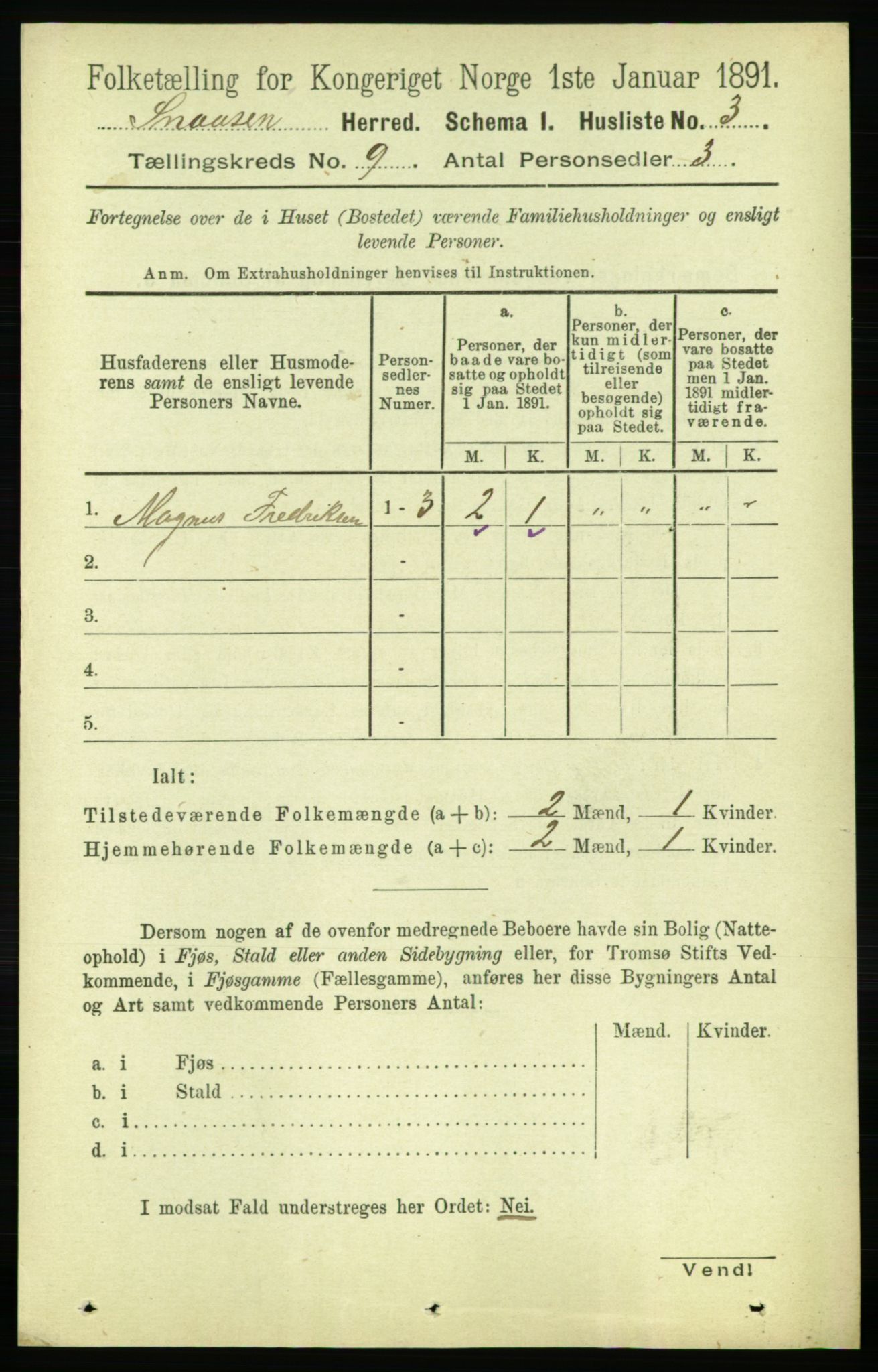 RA, 1891 census for 1736 Snåsa, 1891, p. 3070