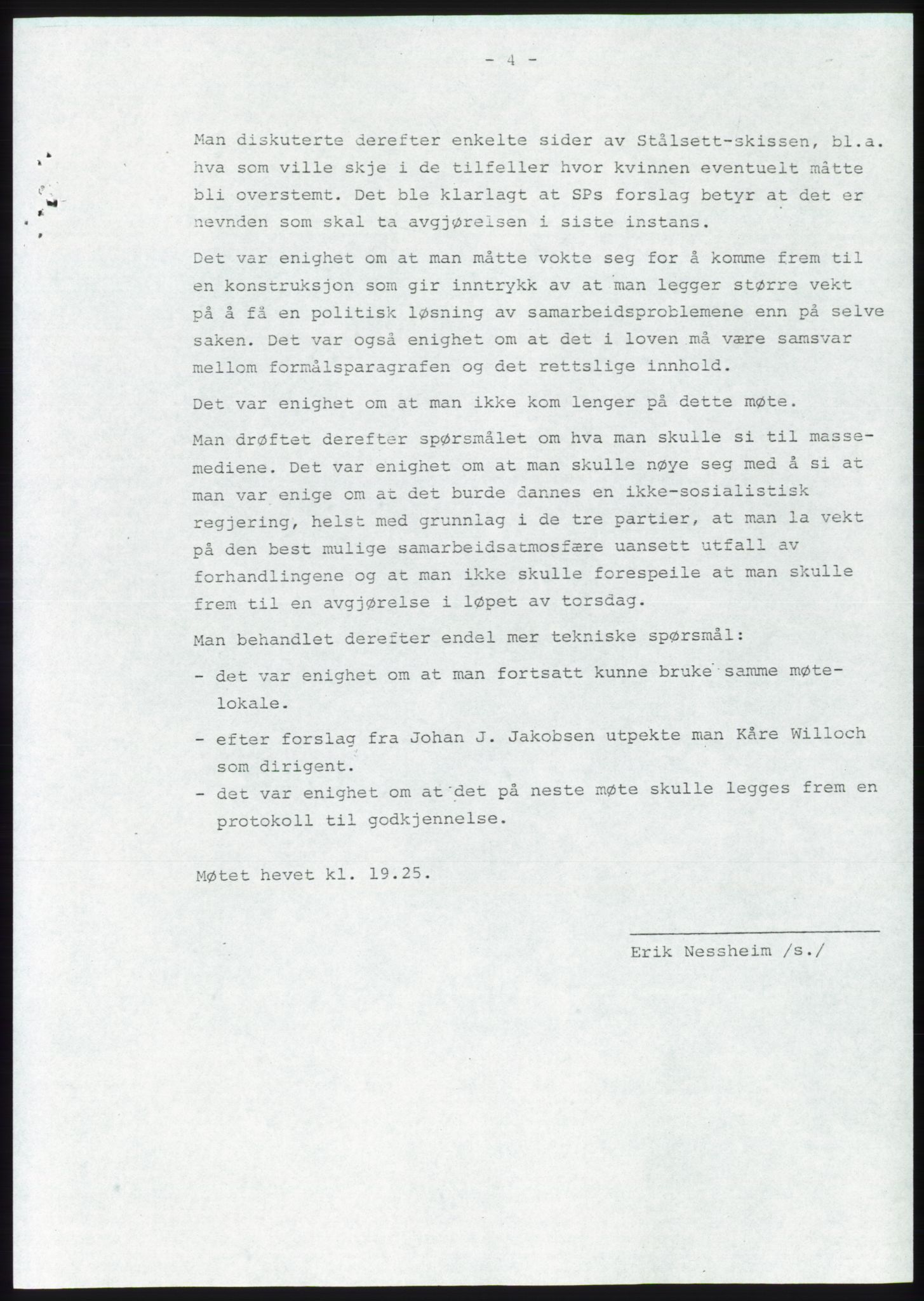 Forhandlingsmøtene 1981 mellom Høyre, KrF og Senterpartiet om dannelse av regjering, AV/RA-PA-0695/A/L0001: Forhandlingsprotokoll, 1981, p. 5
