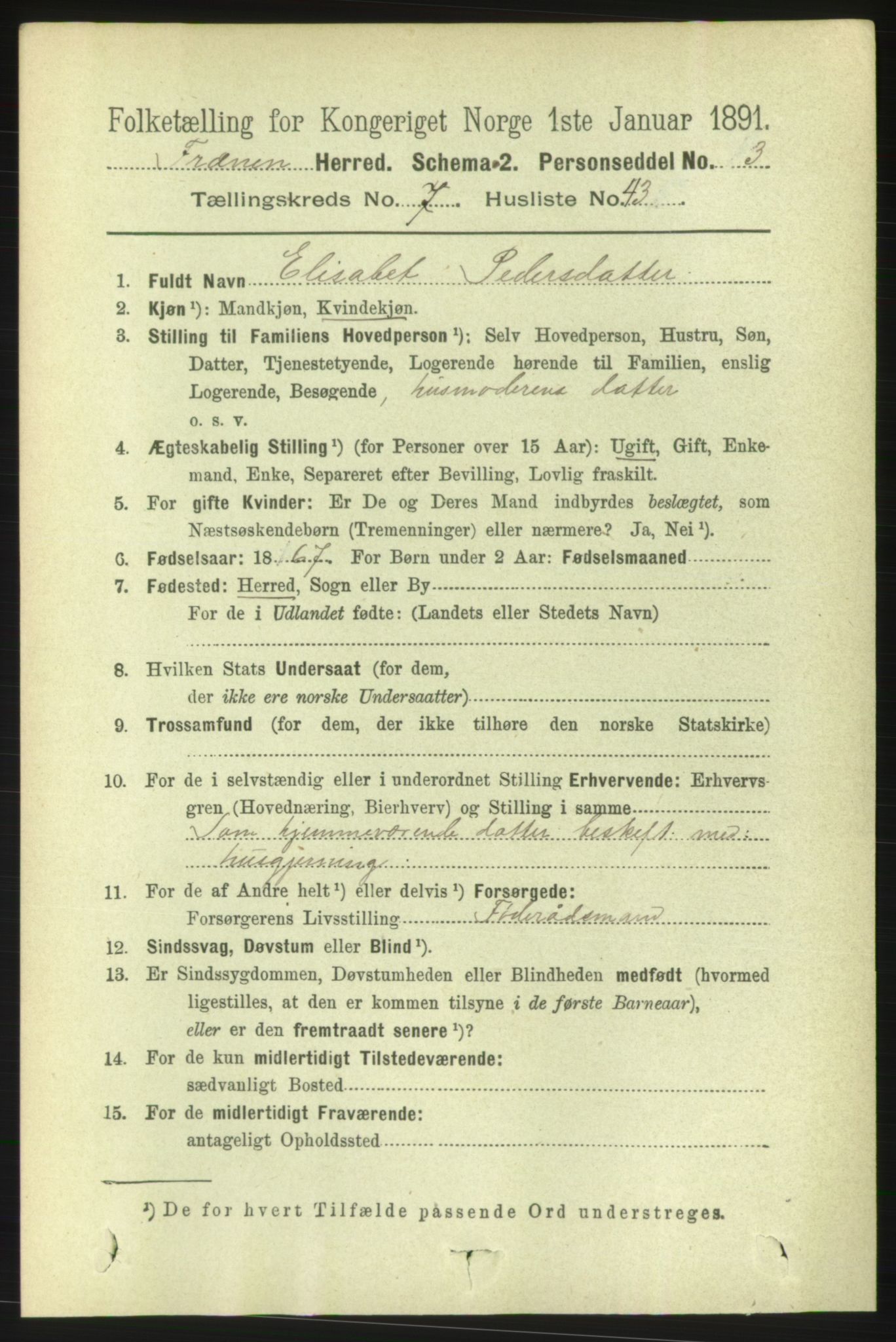 RA, 1891 census for 1548 Fræna, 1891, p. 2602