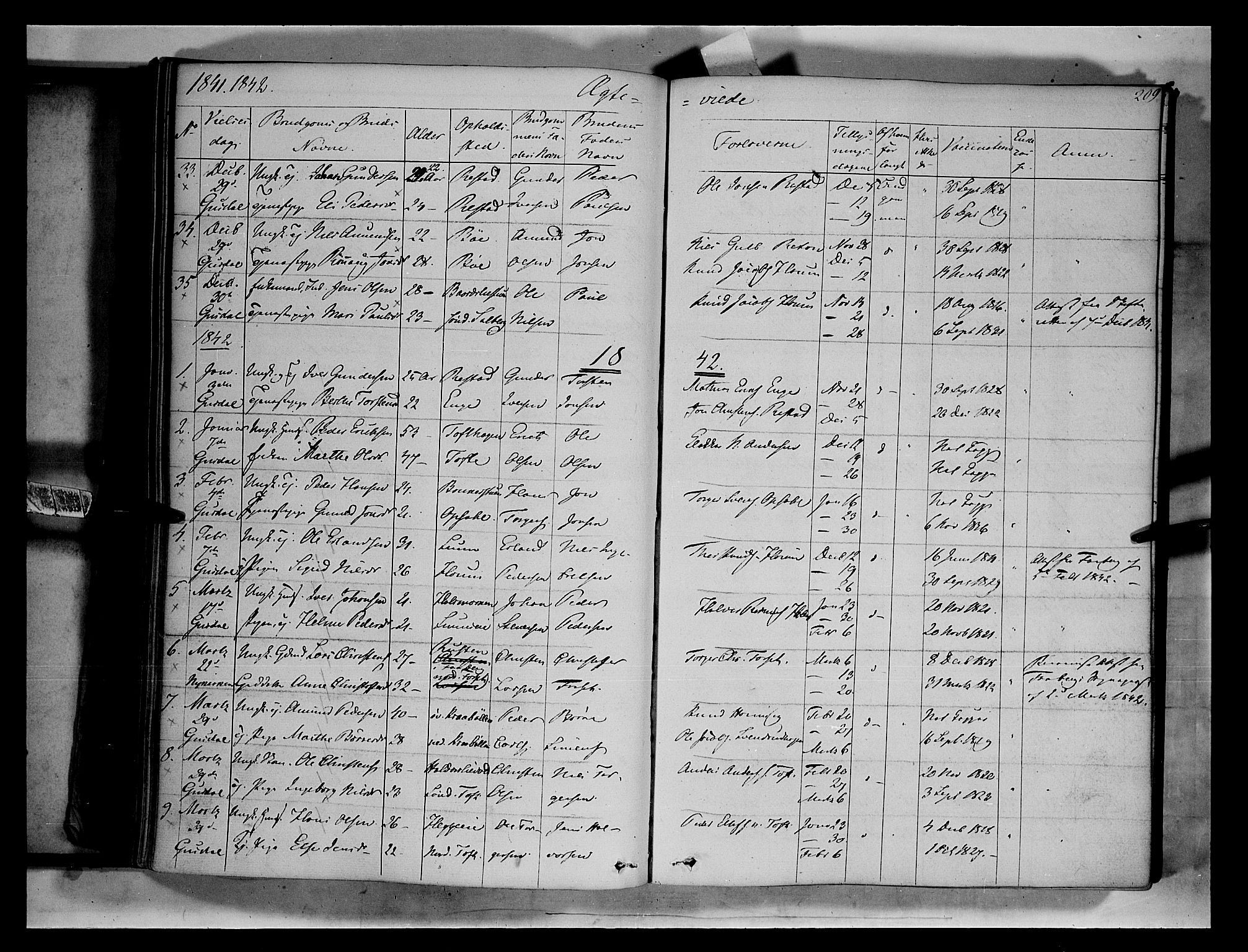Gausdal prestekontor, SAH/PREST-090/H/Ha/Haa/L0007: Parish register (official) no. 7, 1840-1850, p. 209