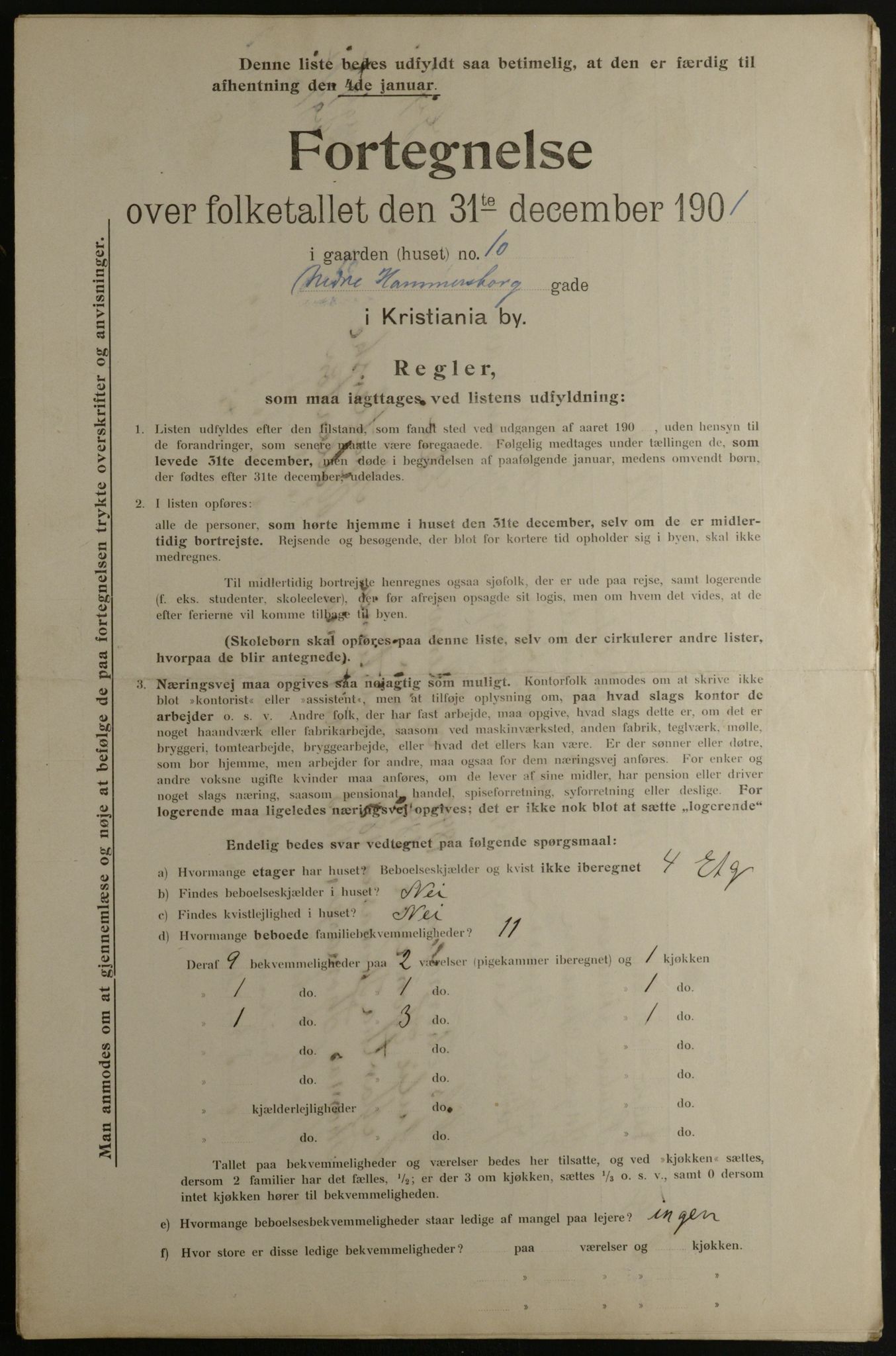 OBA, Municipal Census 1901 for Kristiania, 1901, p. 10620