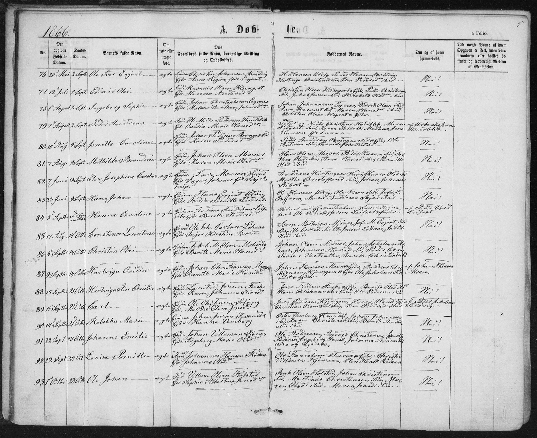 Ministerialprotokoller, klokkerbøker og fødselsregistre - Nordland, SAT/A-1459/852/L0739: Parish register (official) no. 852A09, 1866-1877, p. 5