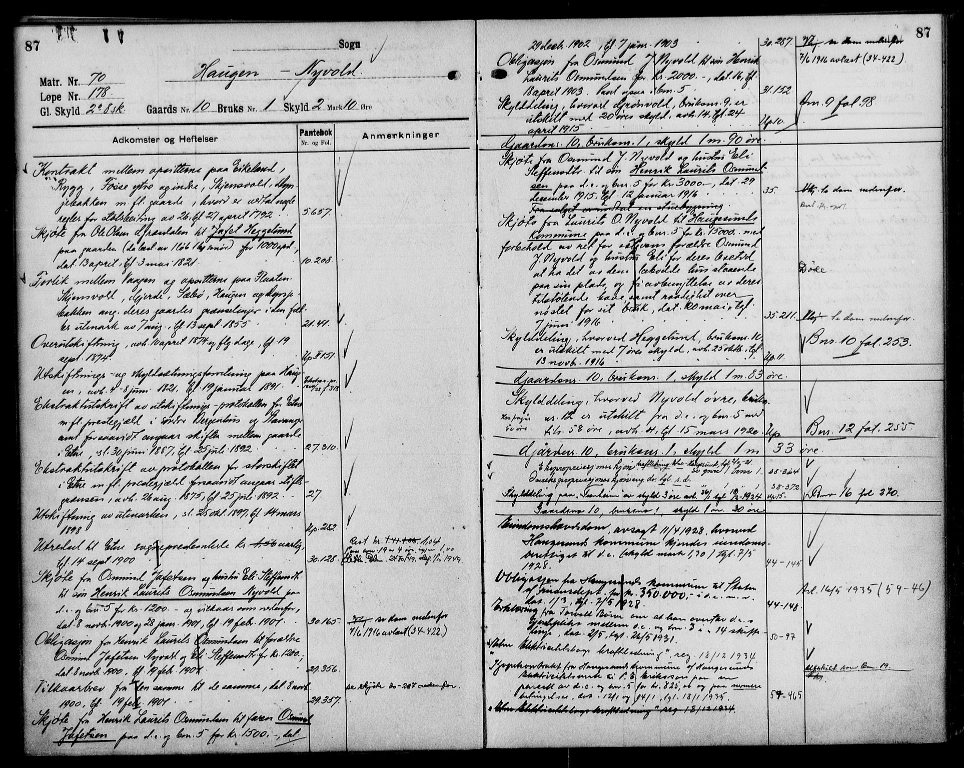 Sunnhordland sorenskrivar, AV/SAB-A-2401/1/G/Ga/Gag/L0004: Mortgage register no. II.A.g.4, 1917-1955, p. 87