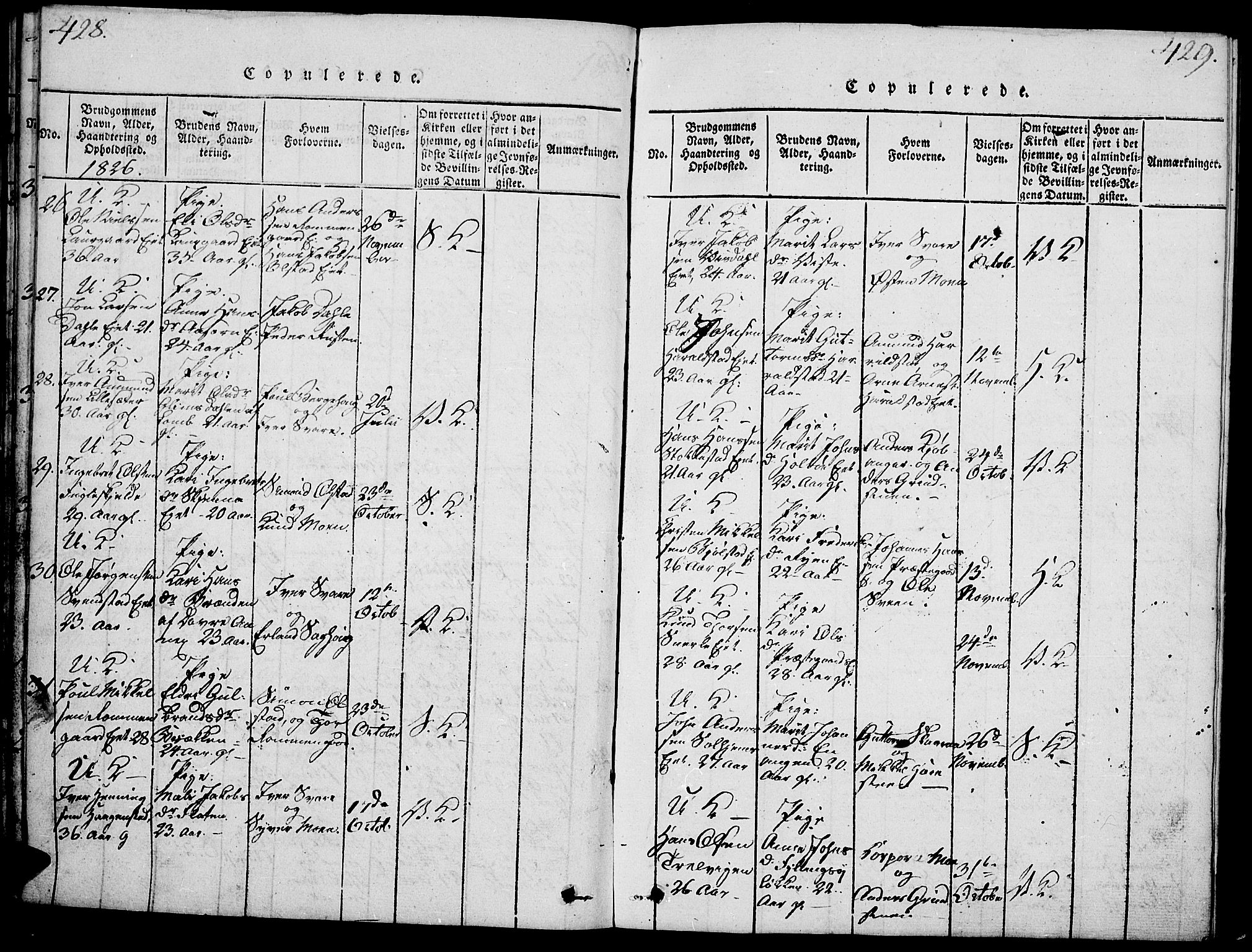 Vågå prestekontor, SAH/PREST-076/H/Ha/Haa/L0003: Parish register (official) no. 3, 1815-1827, p. 428-429