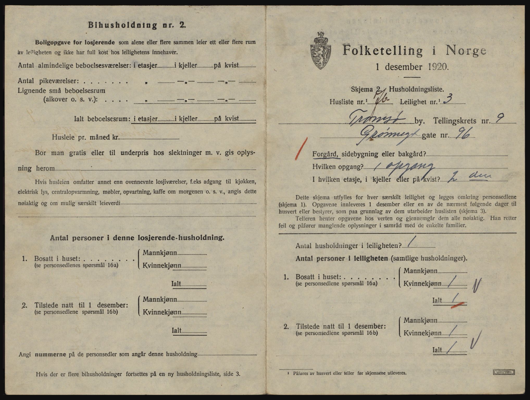 SATØ, 1920 census for Tromsø, 1920, p. 5139