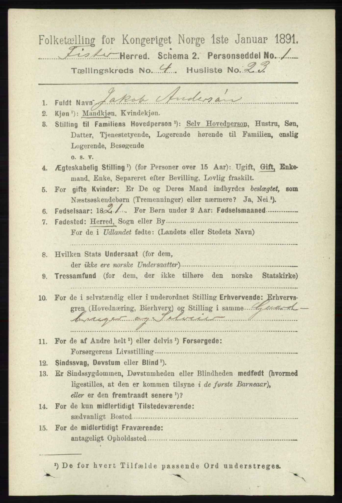 RA, 1891 census for 1132 Fister, 1891, p. 983