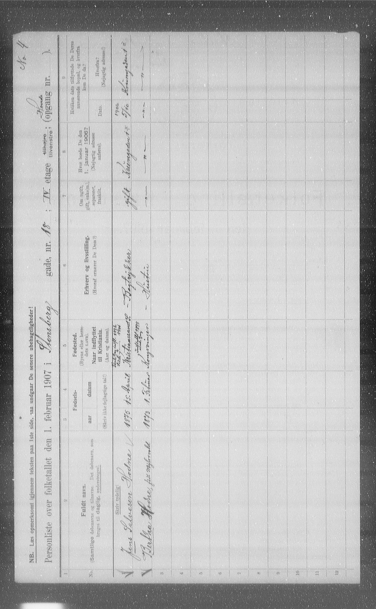 OBA, Municipal Census 1907 for Kristiania, 1907, p. 51702