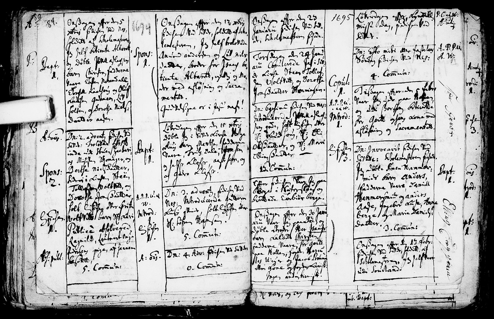 Sauherad kirkebøker, SAKO/A-298/F/Fa/L0002: Parish register (official) no. I 2, 1681-1720, p. 84-85