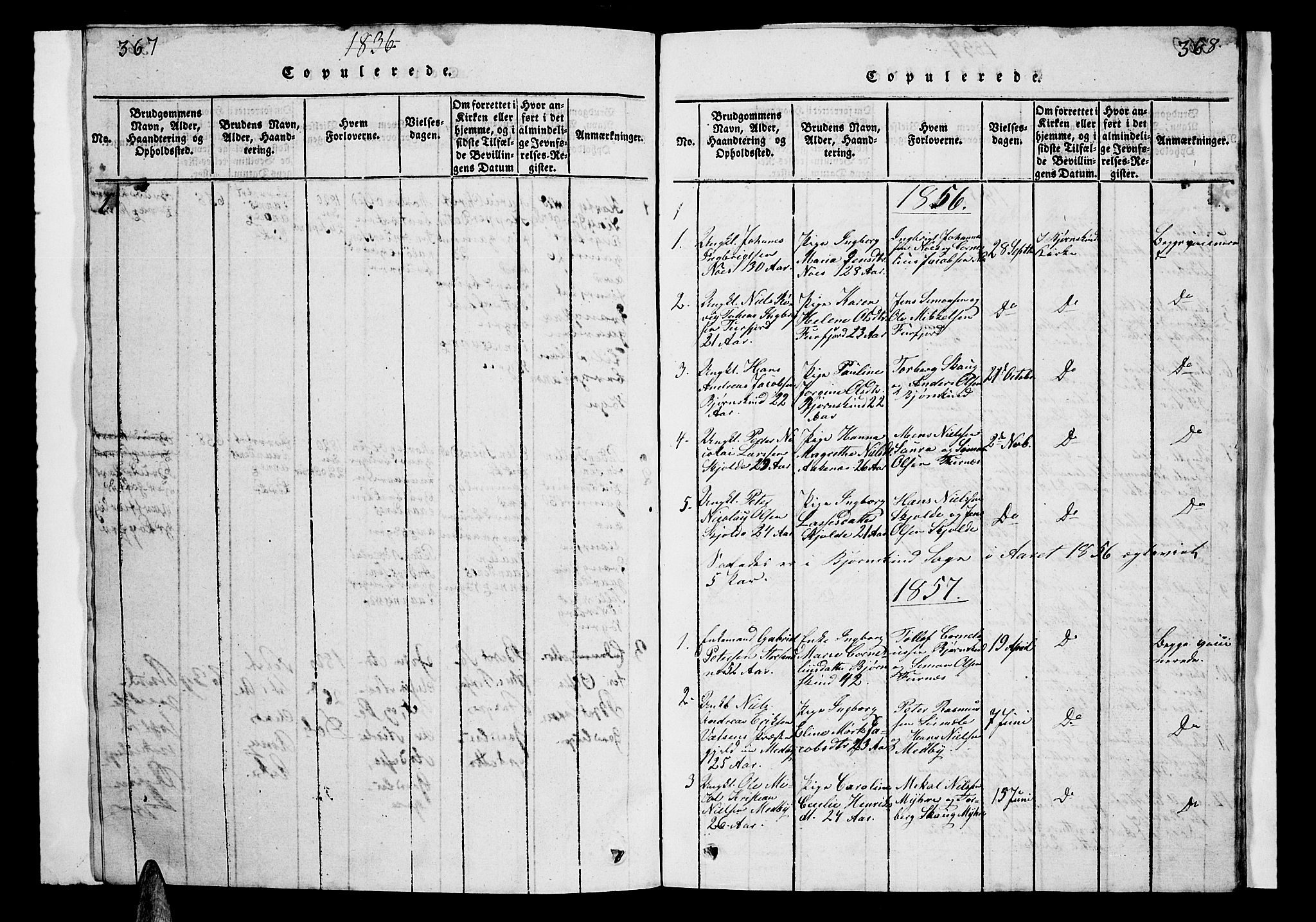 Ministerialprotokoller, klokkerbøker og fødselsregistre - Nordland, AV/SAT-A-1459/899/L1446: Parish register (copy) no. 899C01, 1820-1868, p. 367-368