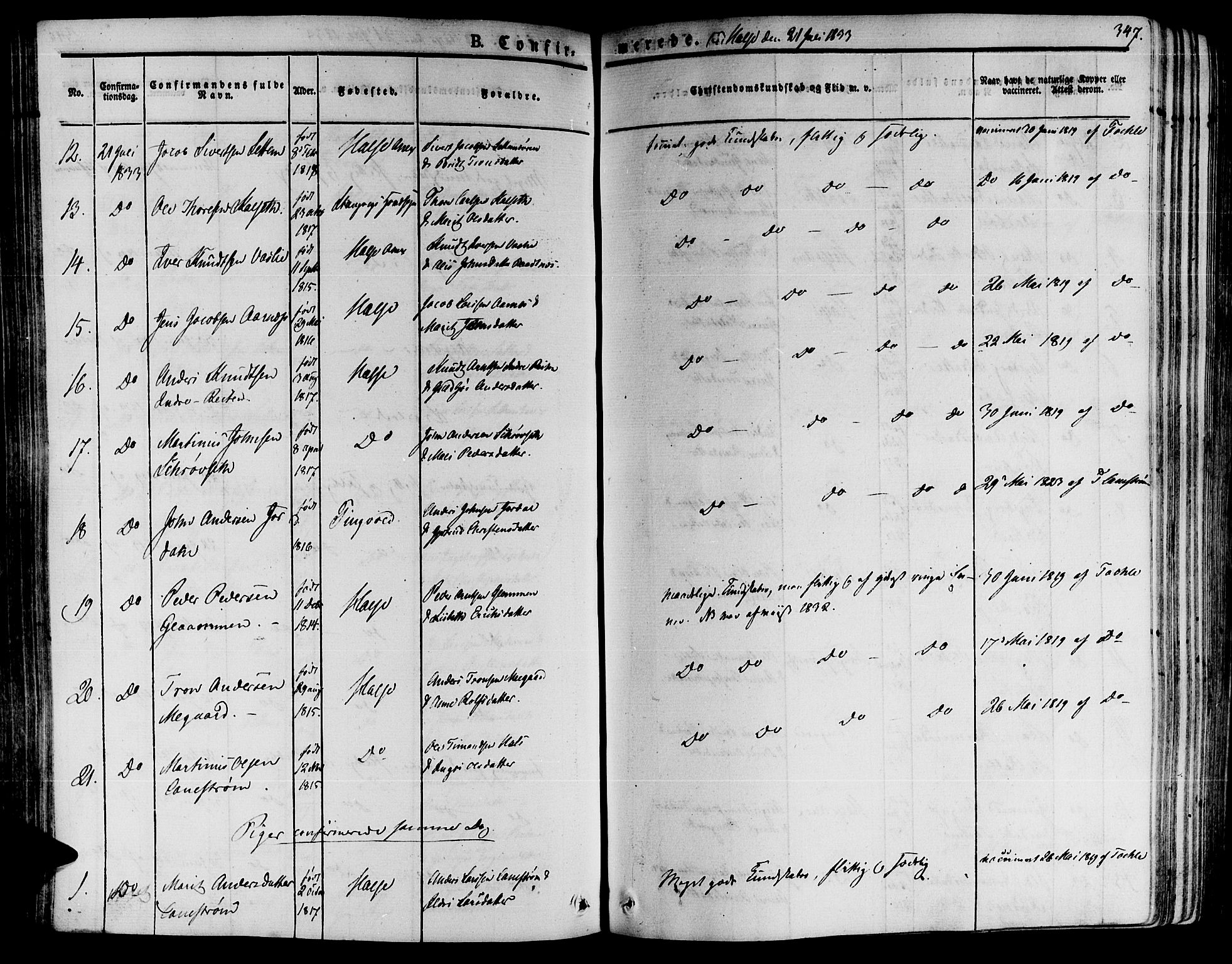 Ministerialprotokoller, klokkerbøker og fødselsregistre - Møre og Romsdal, AV/SAT-A-1454/592/L1025: Parish register (official) no. 592A03 /2, 1831-1849, p. 347