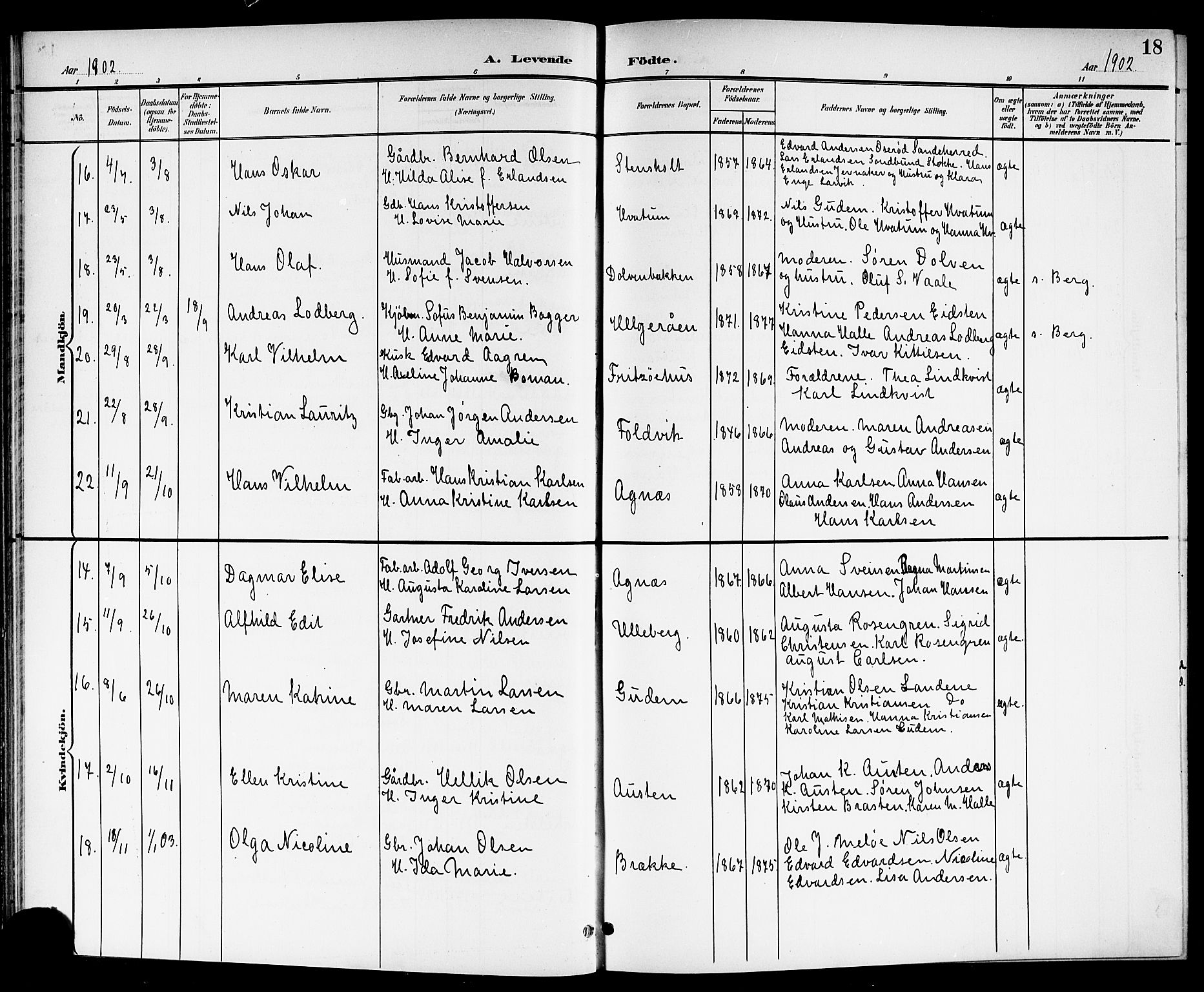 Brunlanes kirkebøker, AV/SAKO-A-342/G/Ga/L0004: Parish register (copy) no. I 4, 1898-1921, p. 18