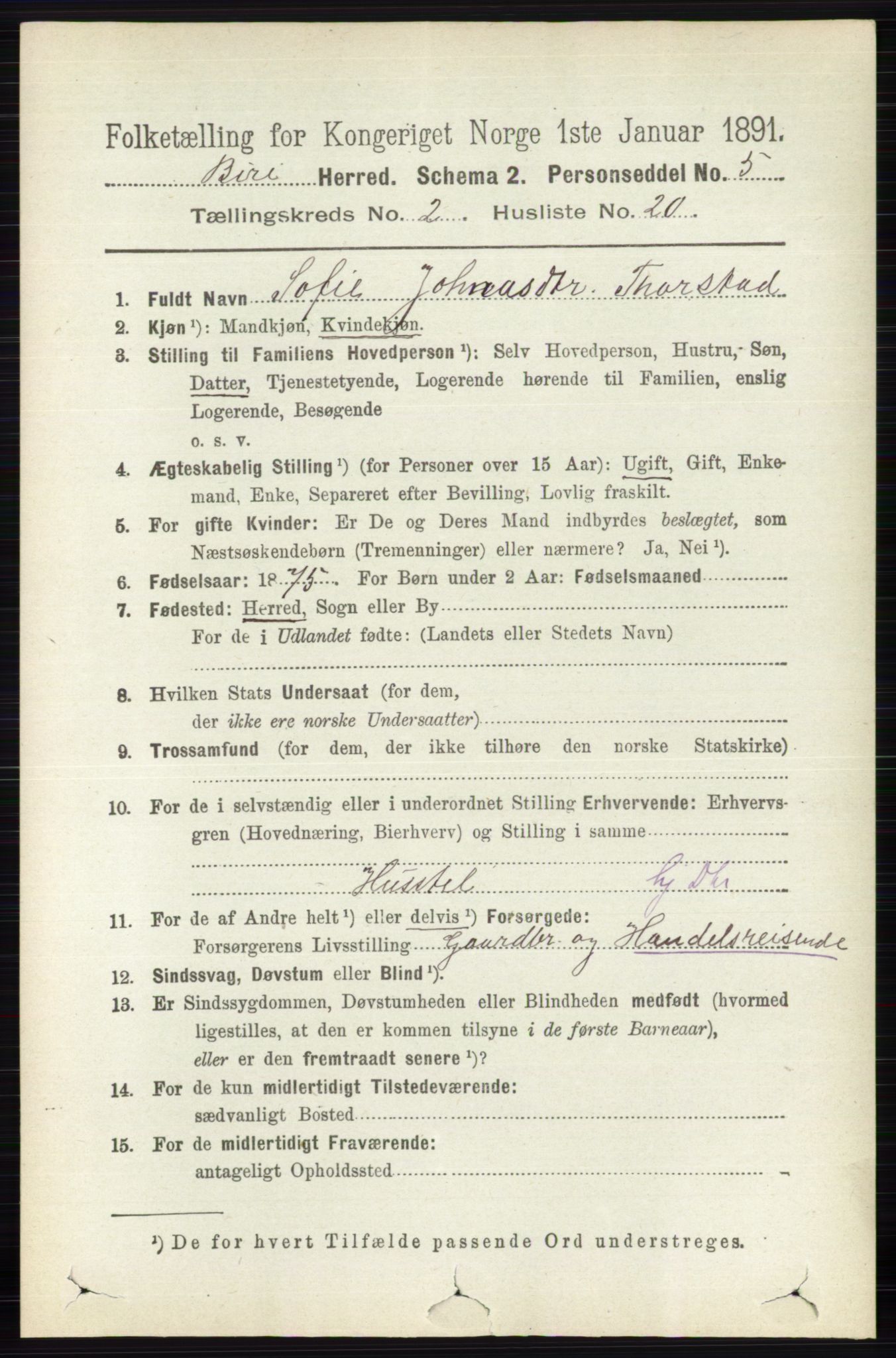 RA, 1891 census for 0525 Biri, 1891, p. 610