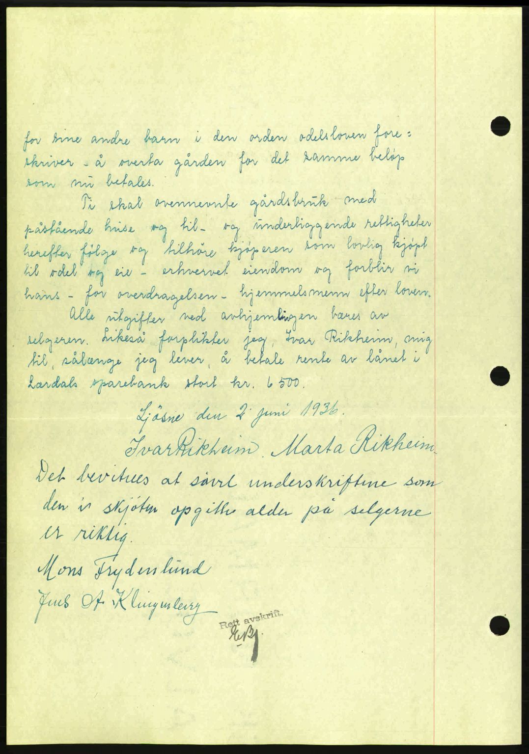 Indre Sogn tingrett, SAB/A-3301/1/G/Gb/Gba/L0030: Mortgage book no. 30, 1935-1937, Deed date: 05.06.1936