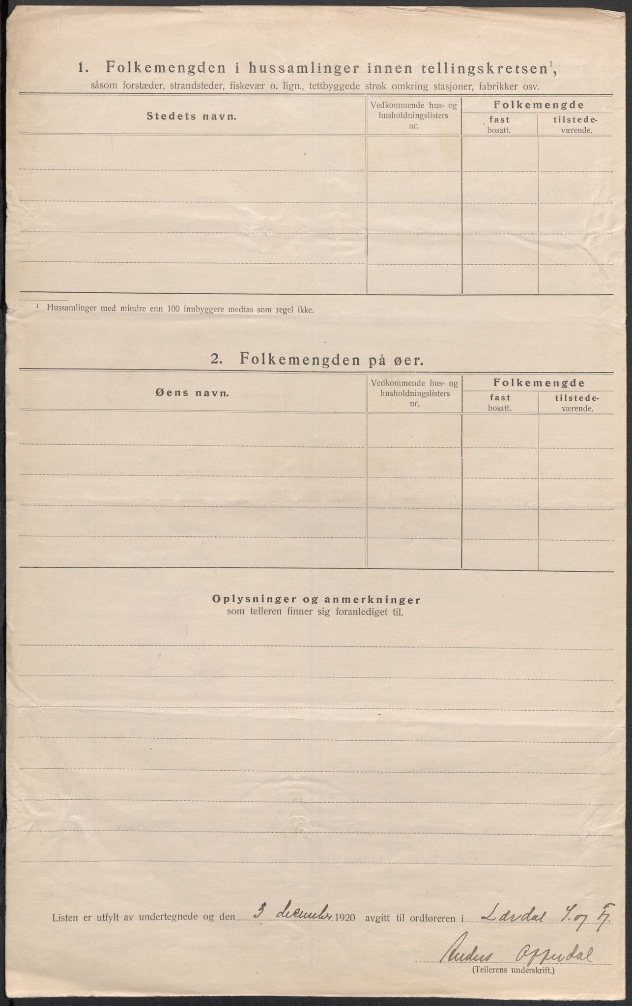 SAB, 1920 census for Lærdal, 1920, p. 22