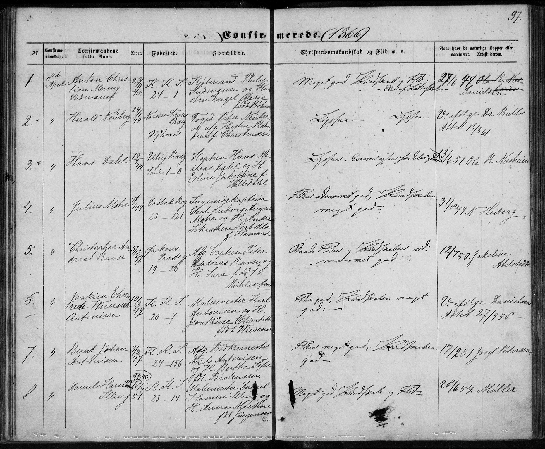 Korskirken sokneprestembete, SAB/A-76101/H/Haa/L0027: Parish register (official) no. C 3, 1854-1868, p. 97