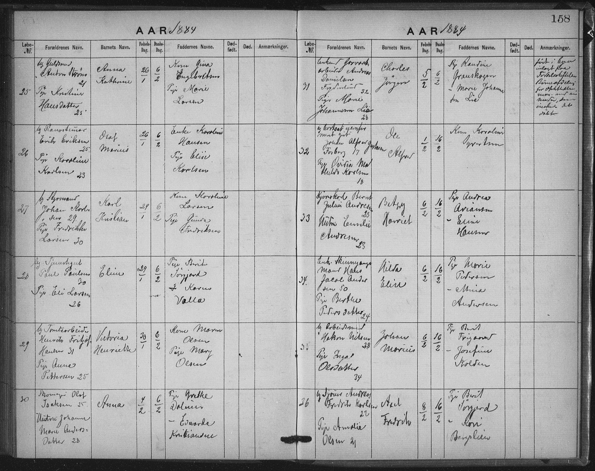 Rikshospitalet prestekontor Kirkebøker, AV/SAO-A-10309b/K/L0003/0001: Baptism register no. 3.1, 1877-1884, p. 158