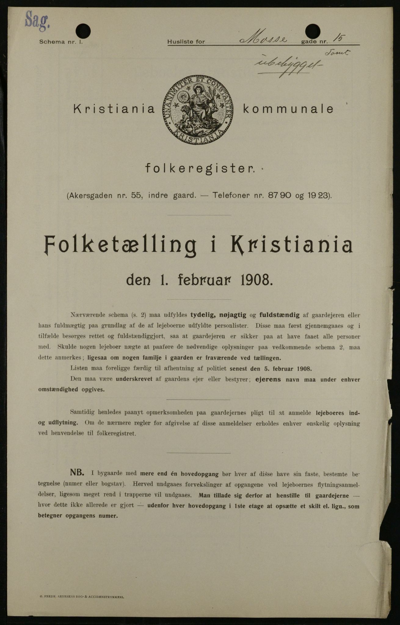 OBA, Municipal Census 1908 for Kristiania, 1908, p. 59079