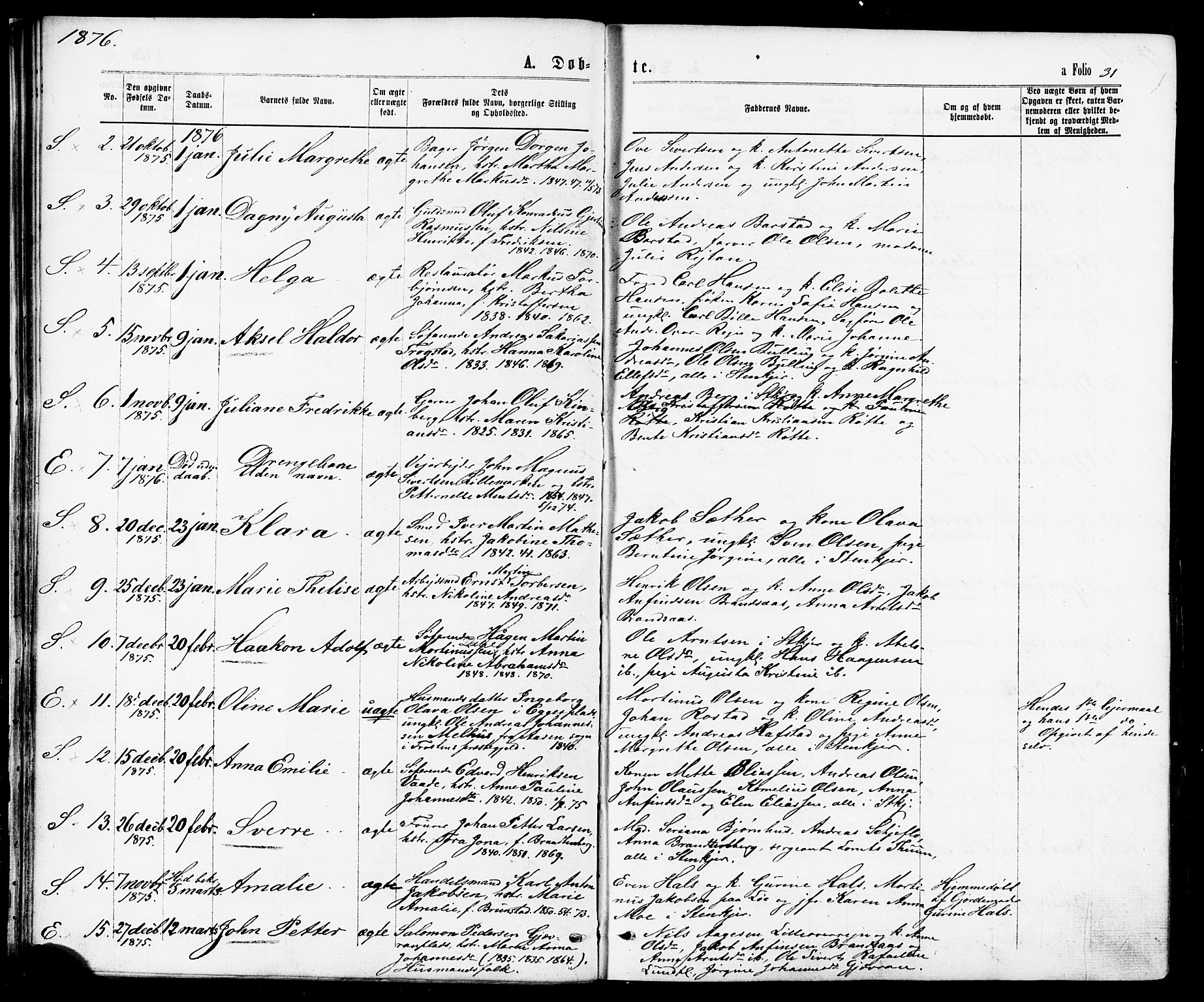 Ministerialprotokoller, klokkerbøker og fødselsregistre - Nord-Trøndelag, SAT/A-1458/739/L0370: Parish register (official) no. 739A02, 1868-1881, p. 31