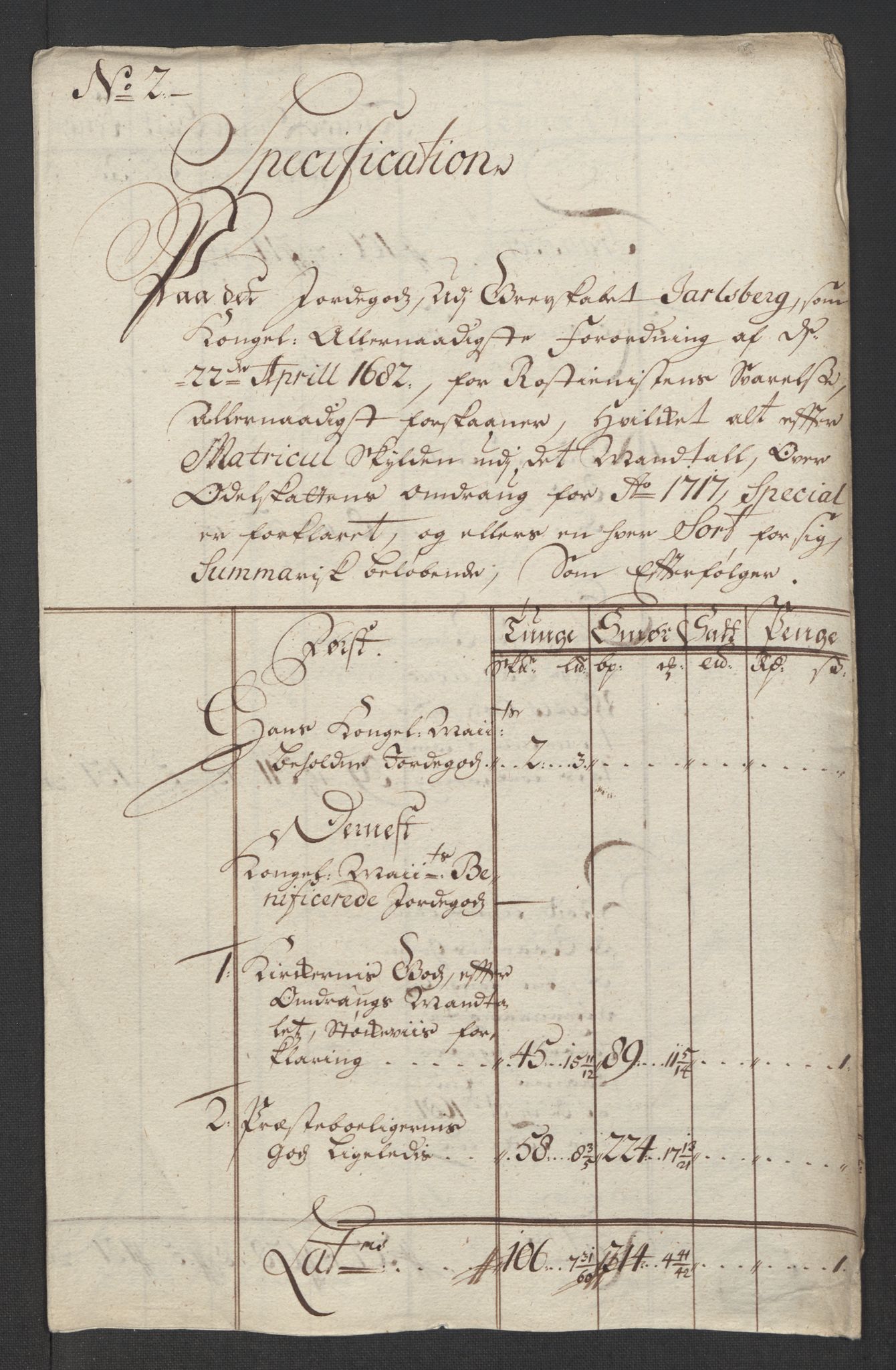 Rentekammeret inntil 1814, Reviderte regnskaper, Fogderegnskap, RA/EA-4092/R32/L1881: Fogderegnskap Jarlsberg grevskap, 1717, p. 128