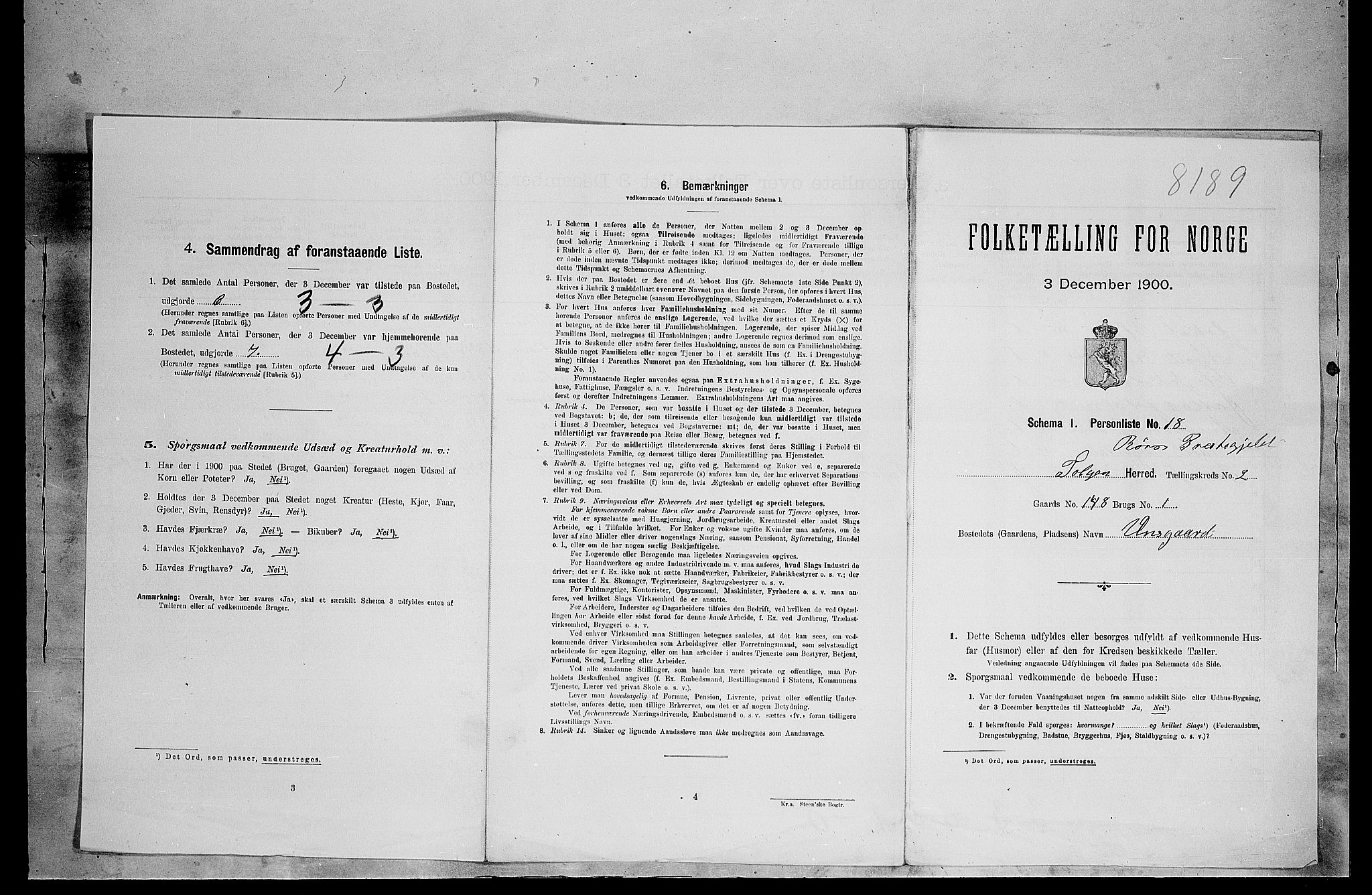 SAH, 1900 census for Tolga, 1900, p. 733