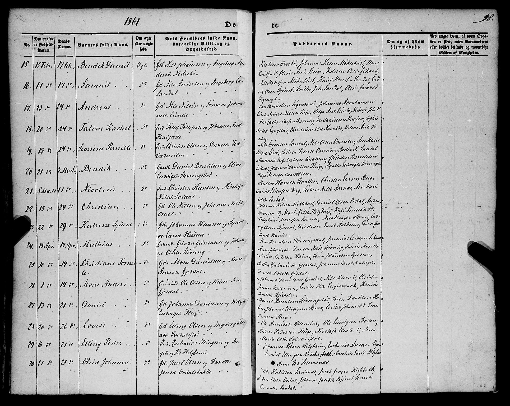 Jølster sokneprestembete, SAB/A-80701/H/Haa/Haaa/L0010: Parish register (official) no. A 10, 1847-1865, p. 98